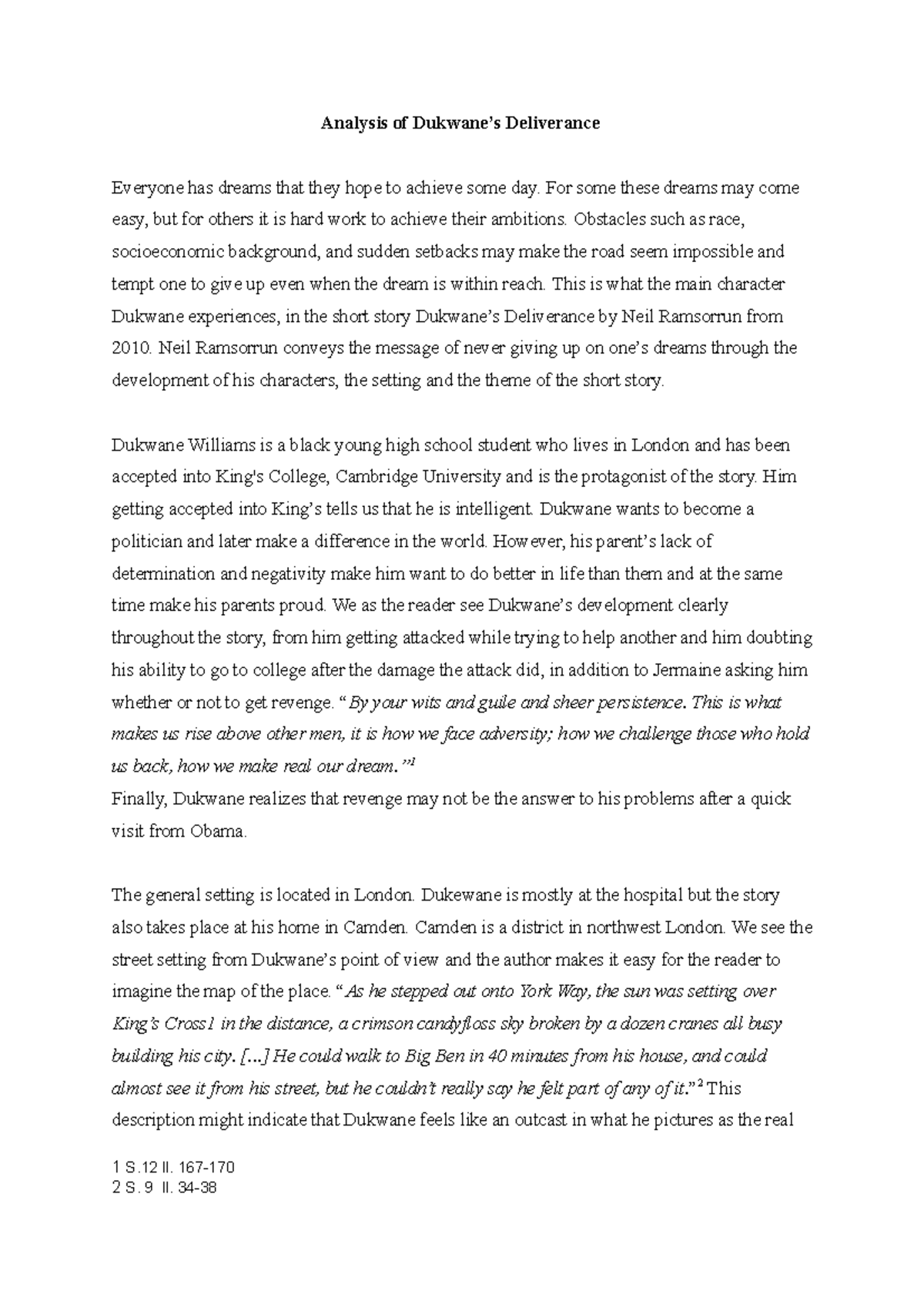 Analyse af Dukwane's Deliverance Analysis of Dukwane’s Deliverance