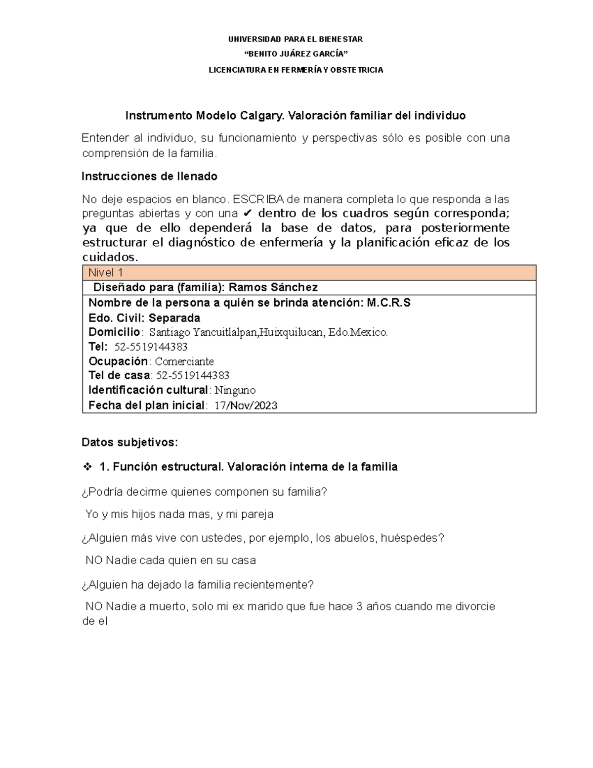 Calgary - Valoración familiar del individuo Entender al individuo, su ...