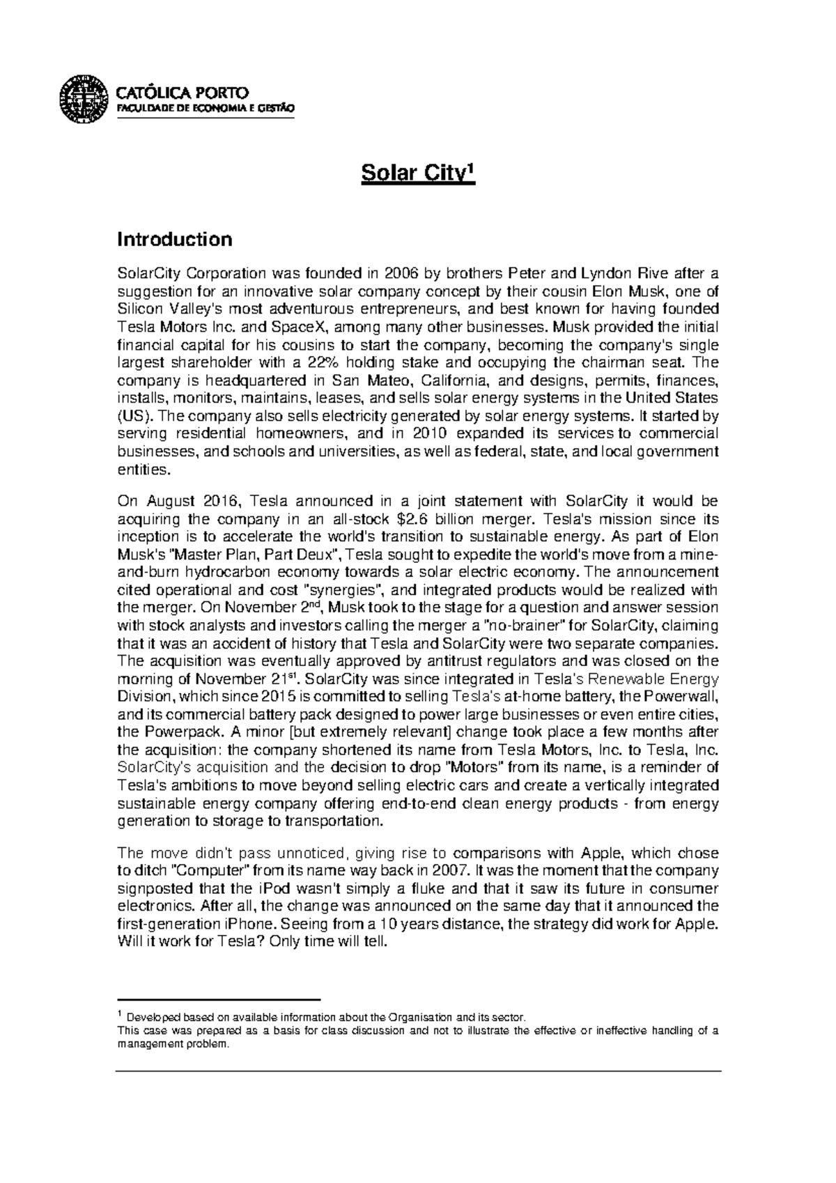 Case 3 Solar City ENG - AULA WS - Solar City1 Introduction SolarCity ...