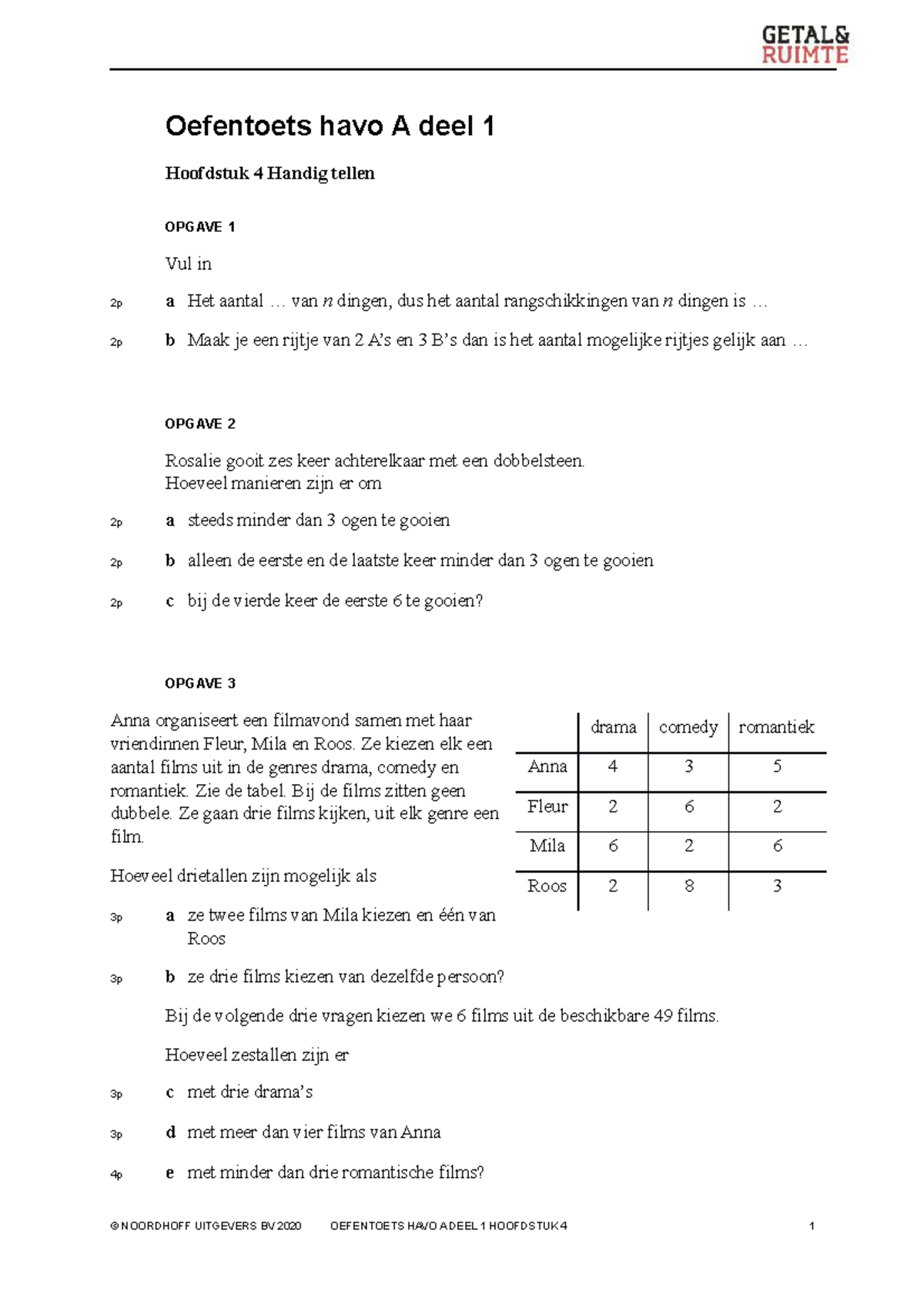 Oefentoets H4 Wiskunde H4 Oefentoetd - Oefentoets Havo A Deel 1 ...