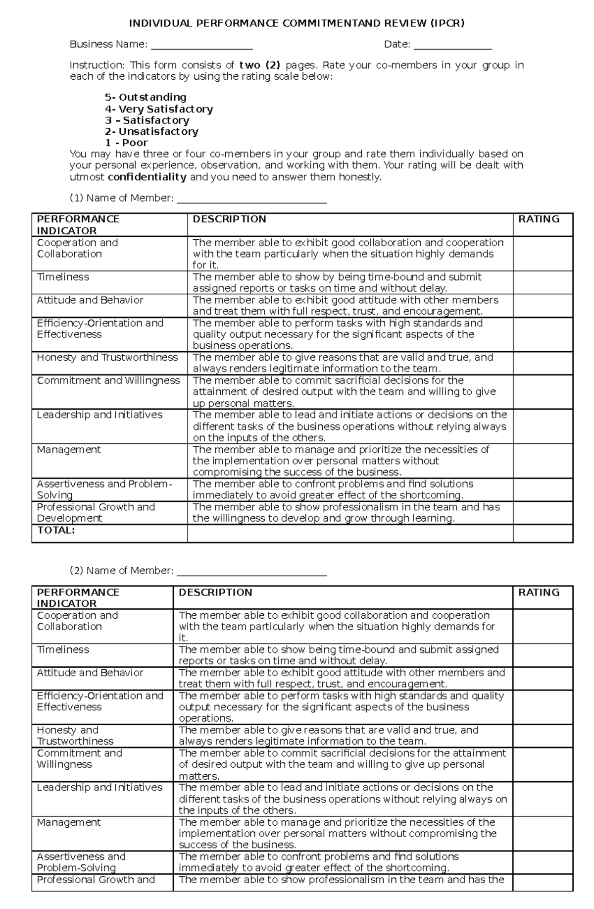 IPCR- Bpimp - Scoring Sheets - INDIVIDUAL PERFORMANCE COMMITMENTAND ...