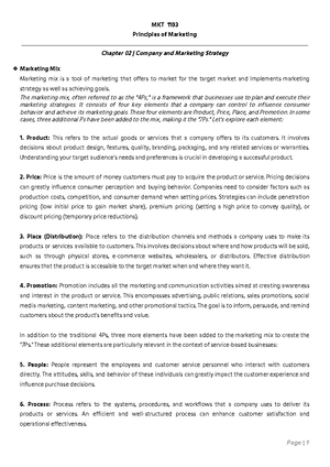 MKT 1103 Full Course - Summary Principles of Marketing - MKT 1103 ...