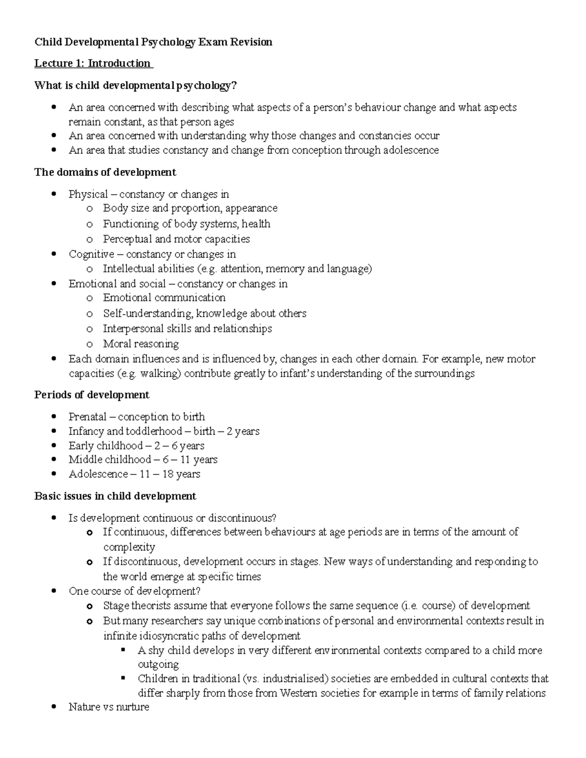 Child Developmental Psychology Exam Revision - Attention, Memory And ...