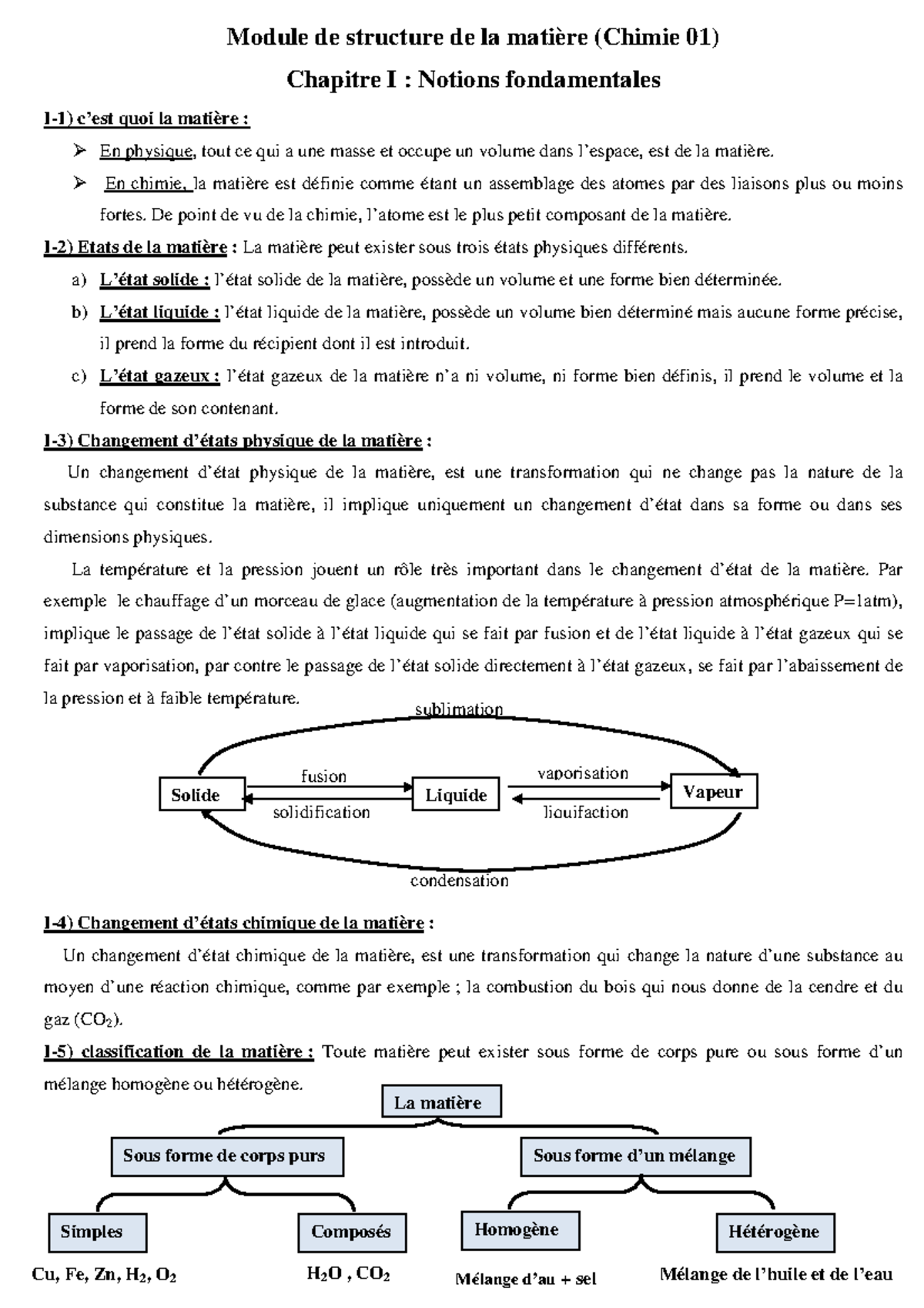Chapitre 01 du module de structure de la matière chimie 01 - Module de ...