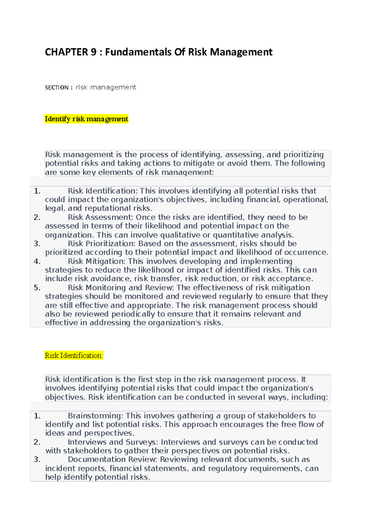 Chapter 9 Fundamentals Of Risk Management - CHAPTER 9 : Fundamentals Of ...