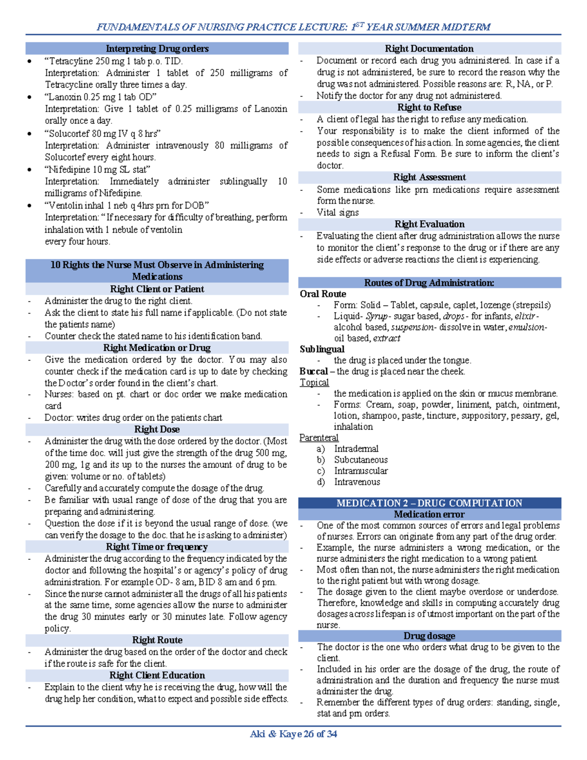 Interpreting Drug orders FUNDAMENTALS OF NURSING PRACTICE LECTURE 1