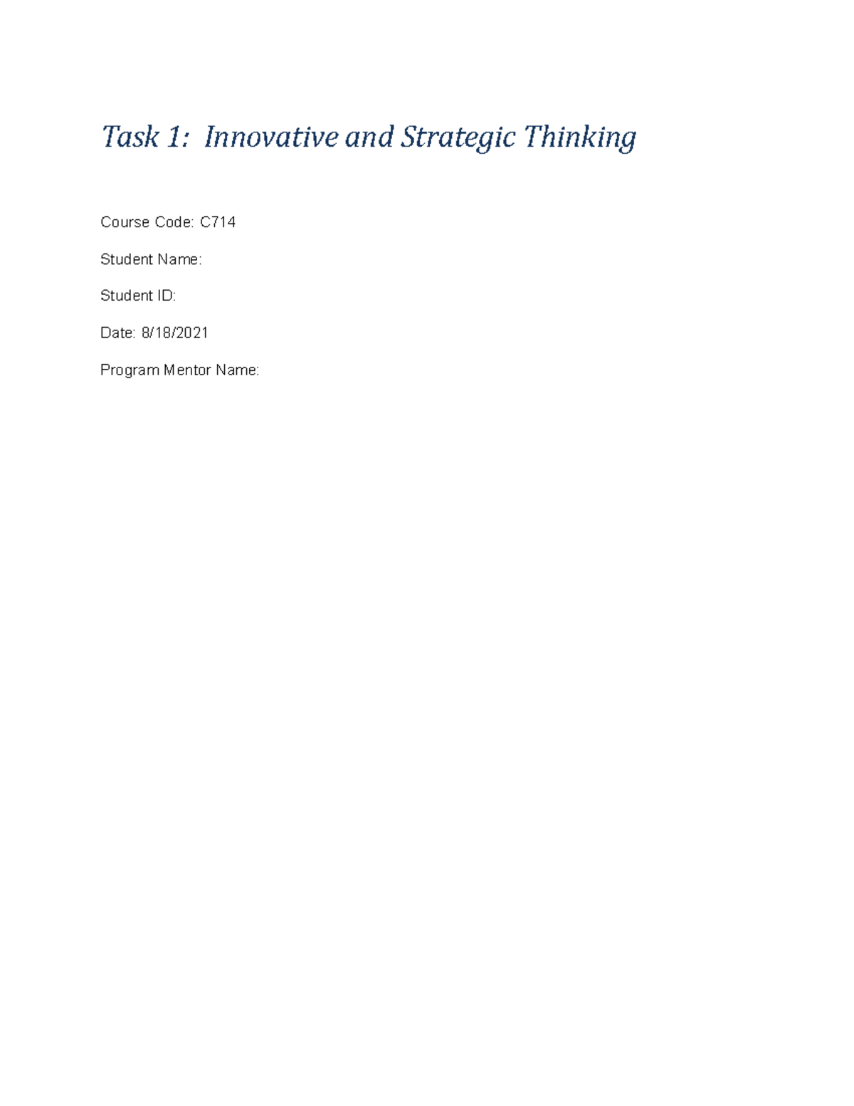 Business Strategy Task 1 C714 WGU StuDocu