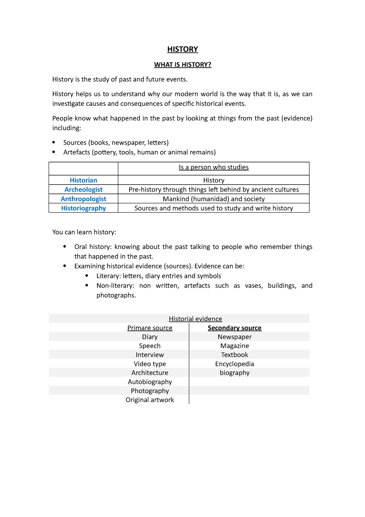 Social Studies Resumen HISTORY WHAT IS HISTORY History Is The Study 