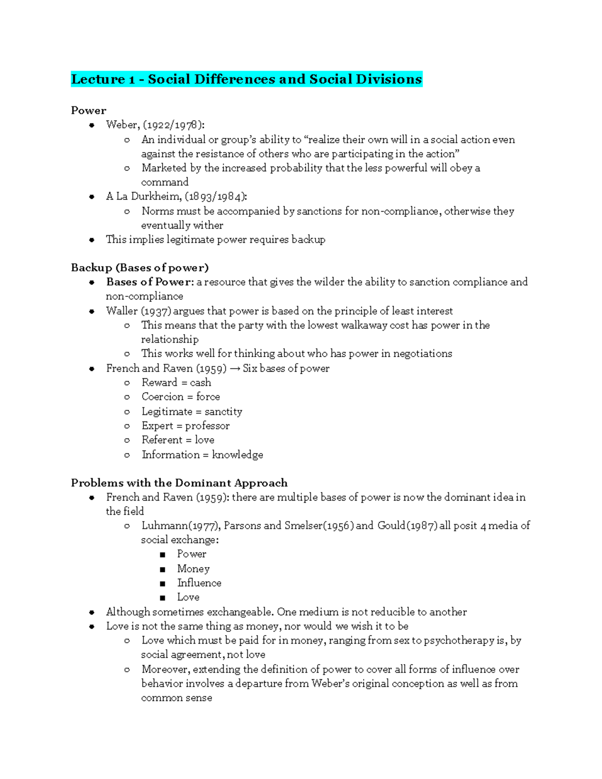 CCHU9011 Social Divisions in Contemporary Societies Lecture 1 Social Differences and Social