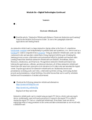Educational Technology Module Six - Module Six I. Scanners Go to: - Studocu