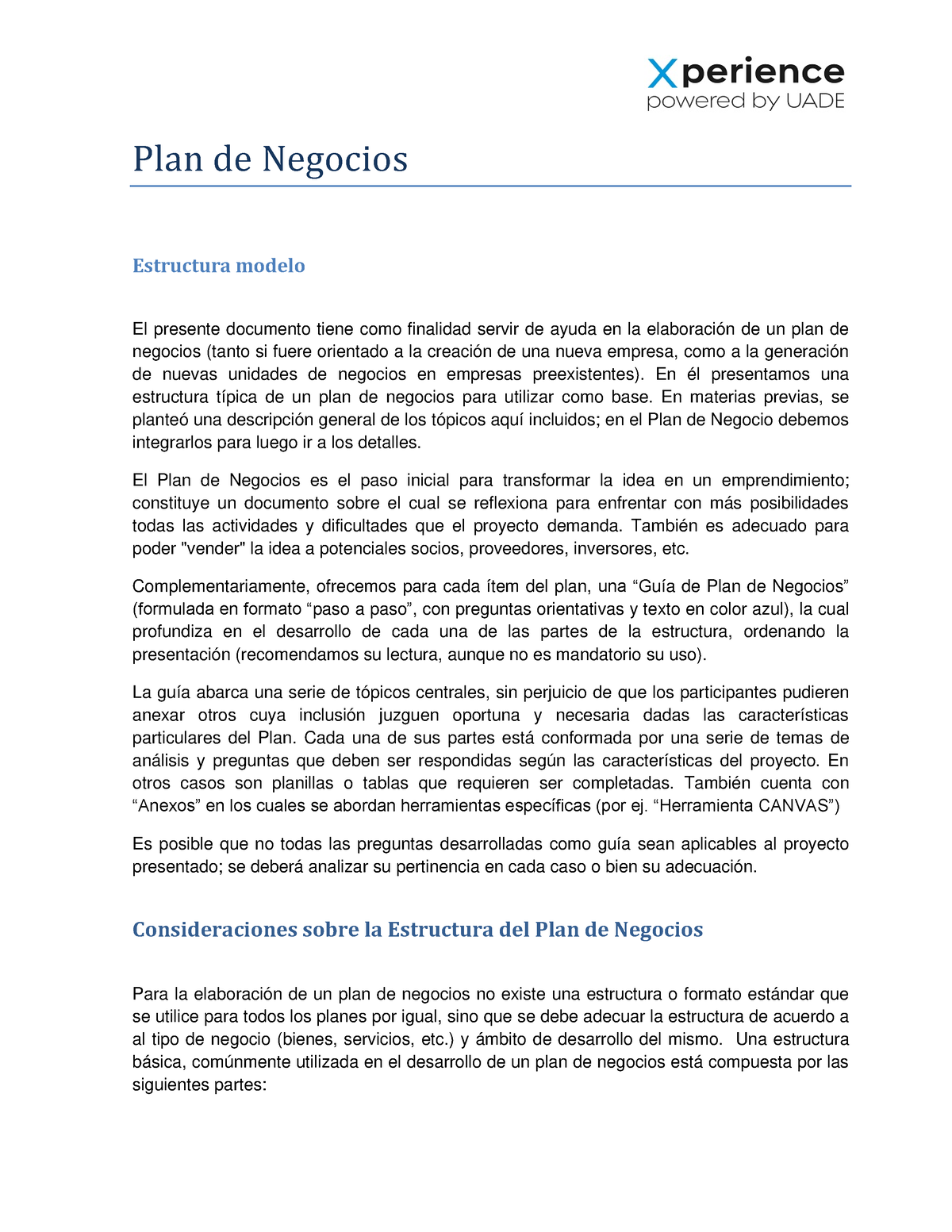 Estructura Modelo De Un Plan De Negocios Plan De Negocios Estructura Modelo El Presente 6437