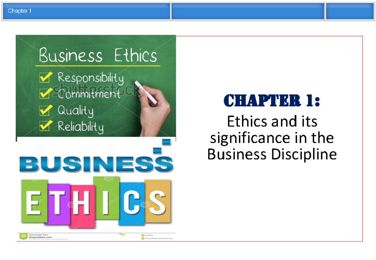 Chapter 1 Business Ethics - Chapter 1: Ethics and its significance in ...