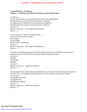 Test Bank - Brock Biology Of Microorganisms, Madigan, 16th Edition ...