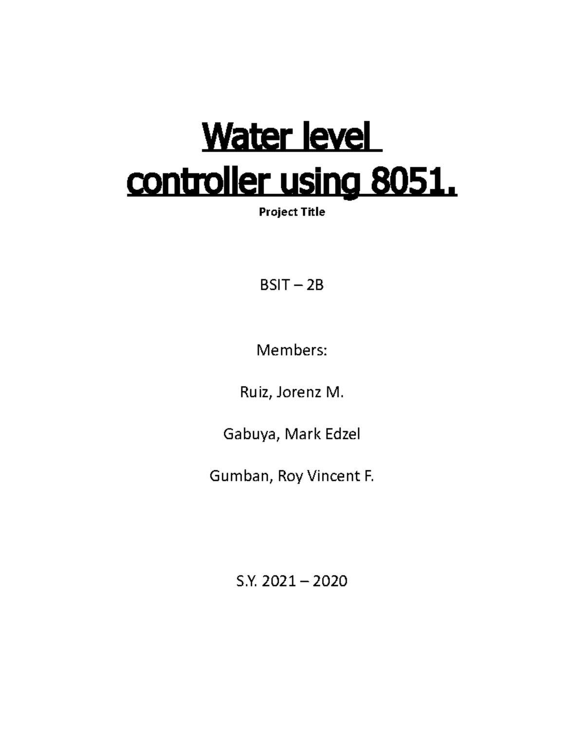 Final Exercise 3 Water level controller using 8051 Water level