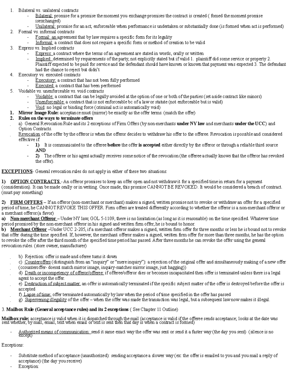 law-midterm-1-cheat-sheet-bilateral-vs-unilateral-contracts