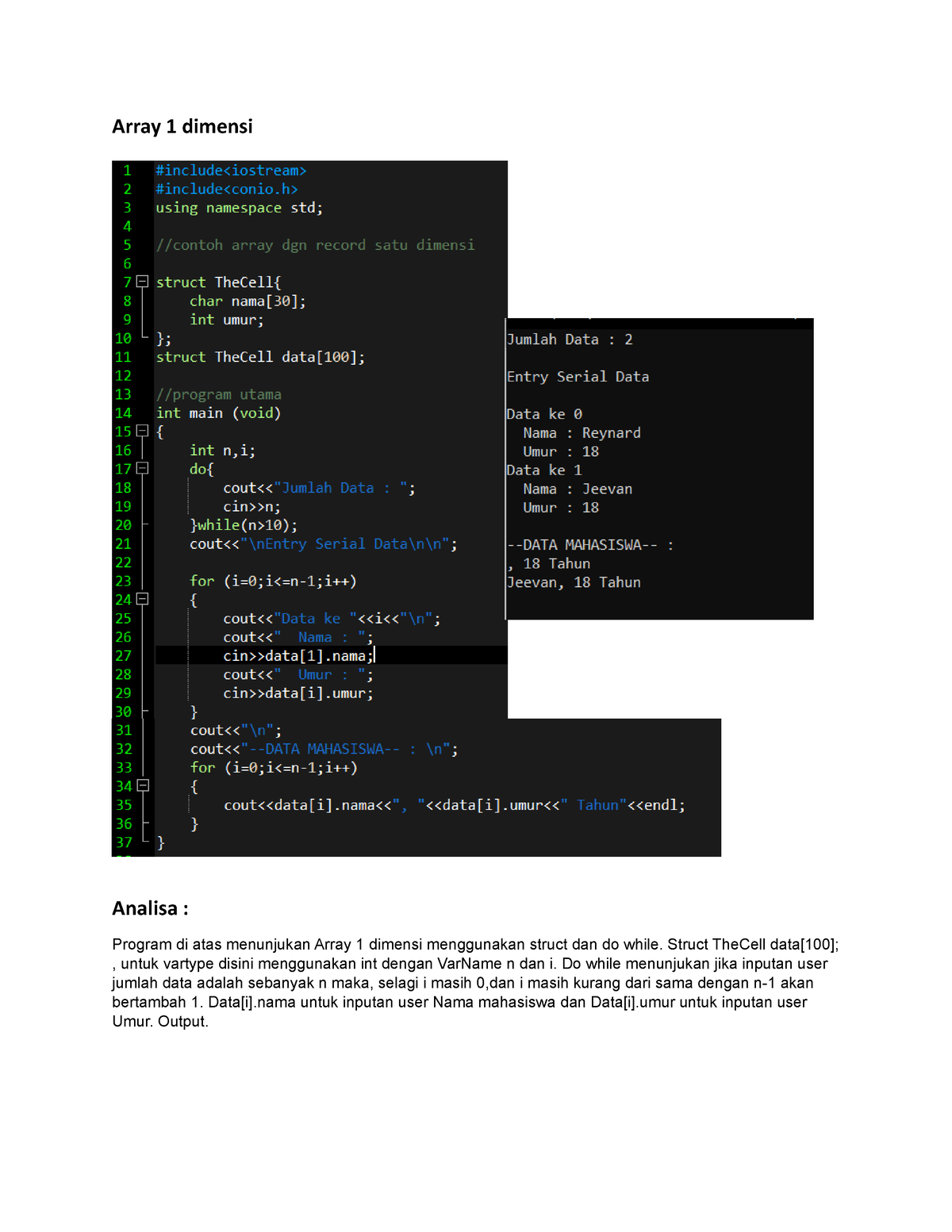 Analisa Program 1,2,3 Dimensi - Array 1 Dimensi Analisa : Program Di ...