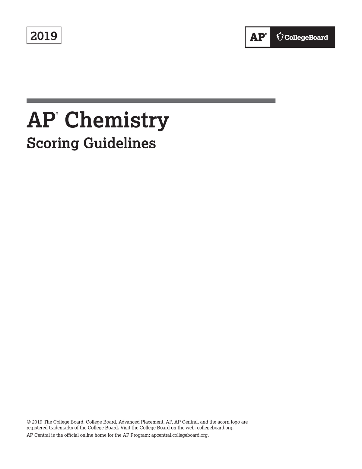 2019 frq chem exam Chemistry AP ® Chemistry Scoring Guidelines 2019