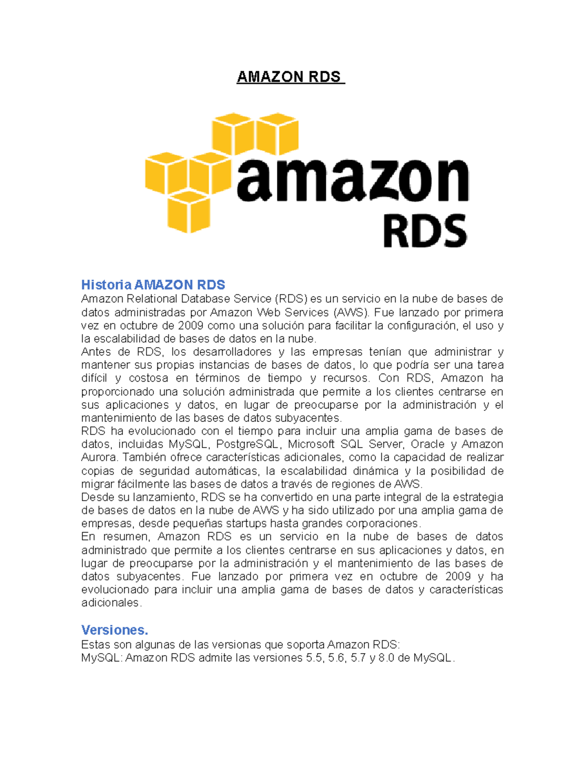 Amazon RDS nonono AMAZON RDS Historia AMAZON RDS Amazon Relational