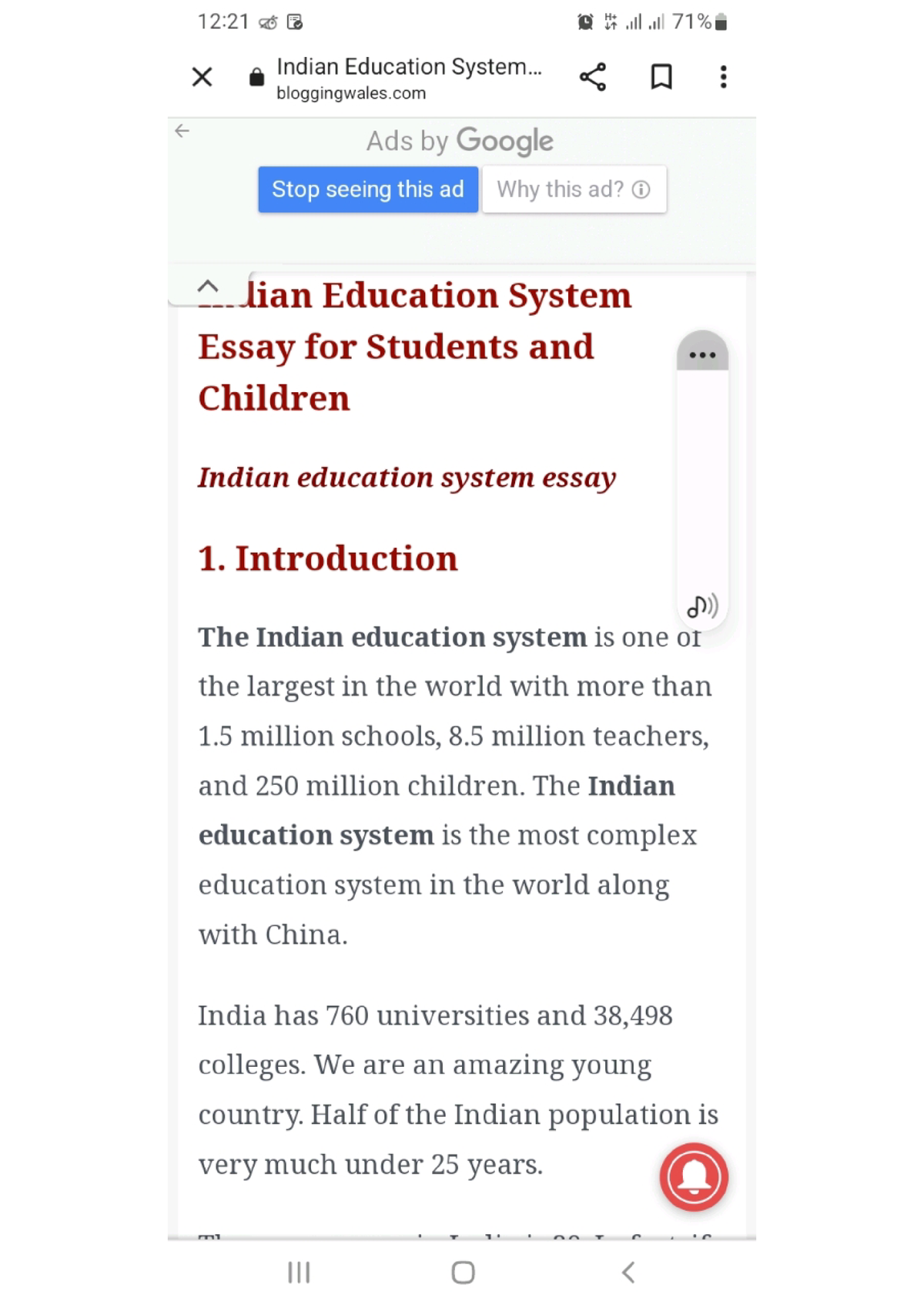 education system in india essay