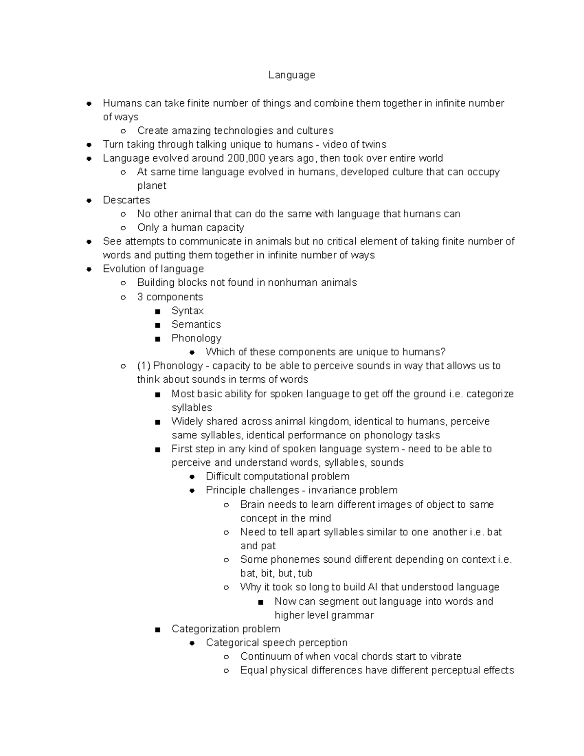 Content summaries language humans can take finite number of things