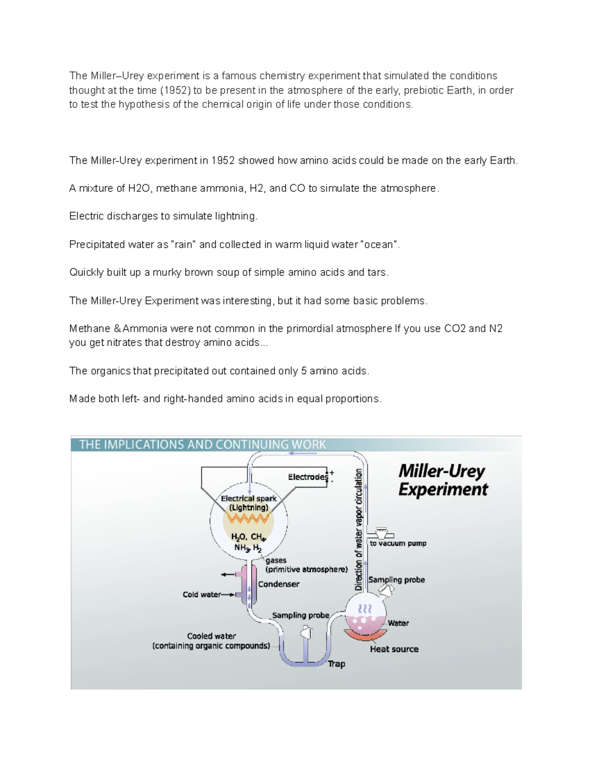 The Miller-Urey Experiment-Origin Of Life Notes - The Miller–Urey ...