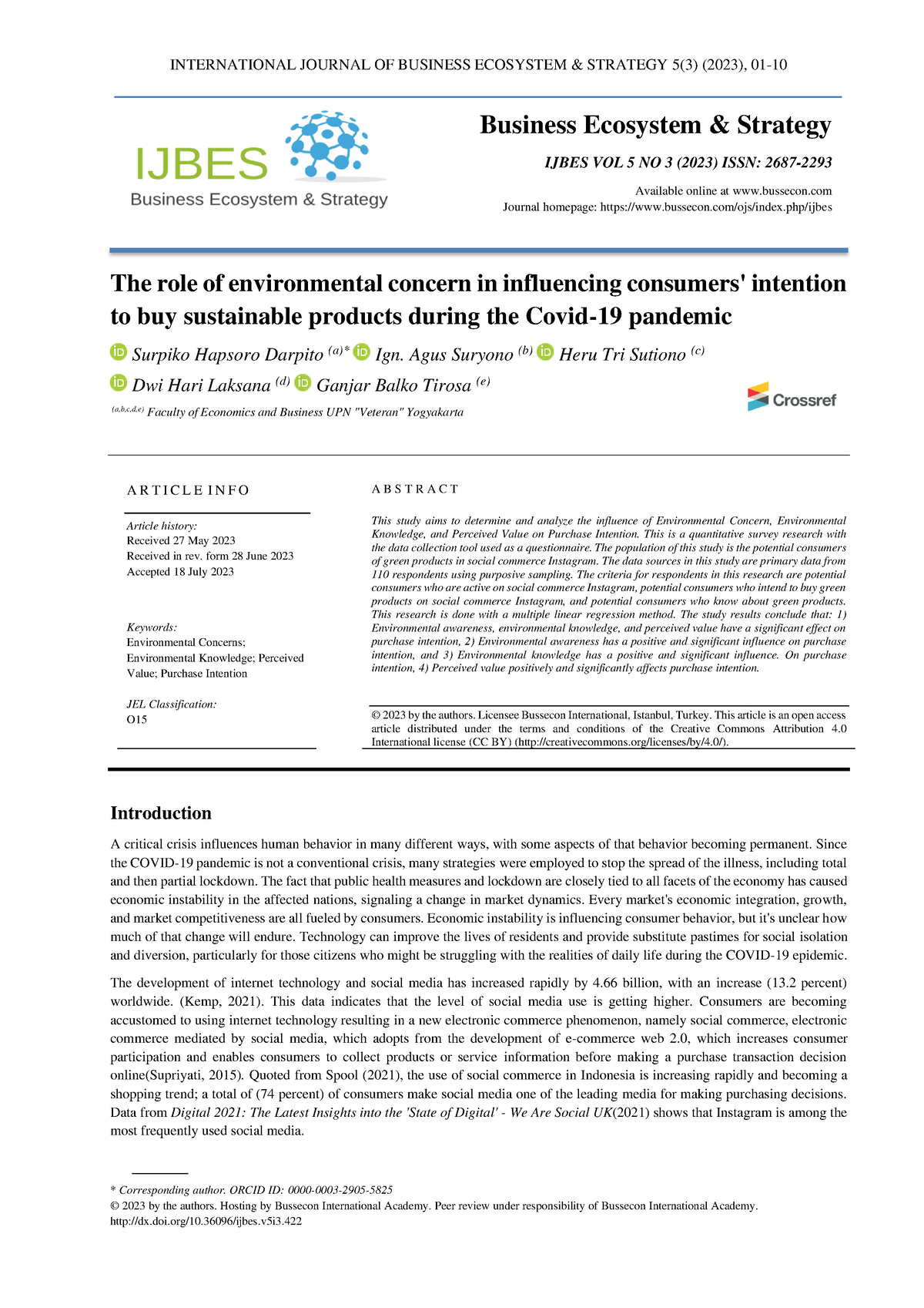 422+edt+01-10 - Ytt - International Journal Of Business Ecosystem 