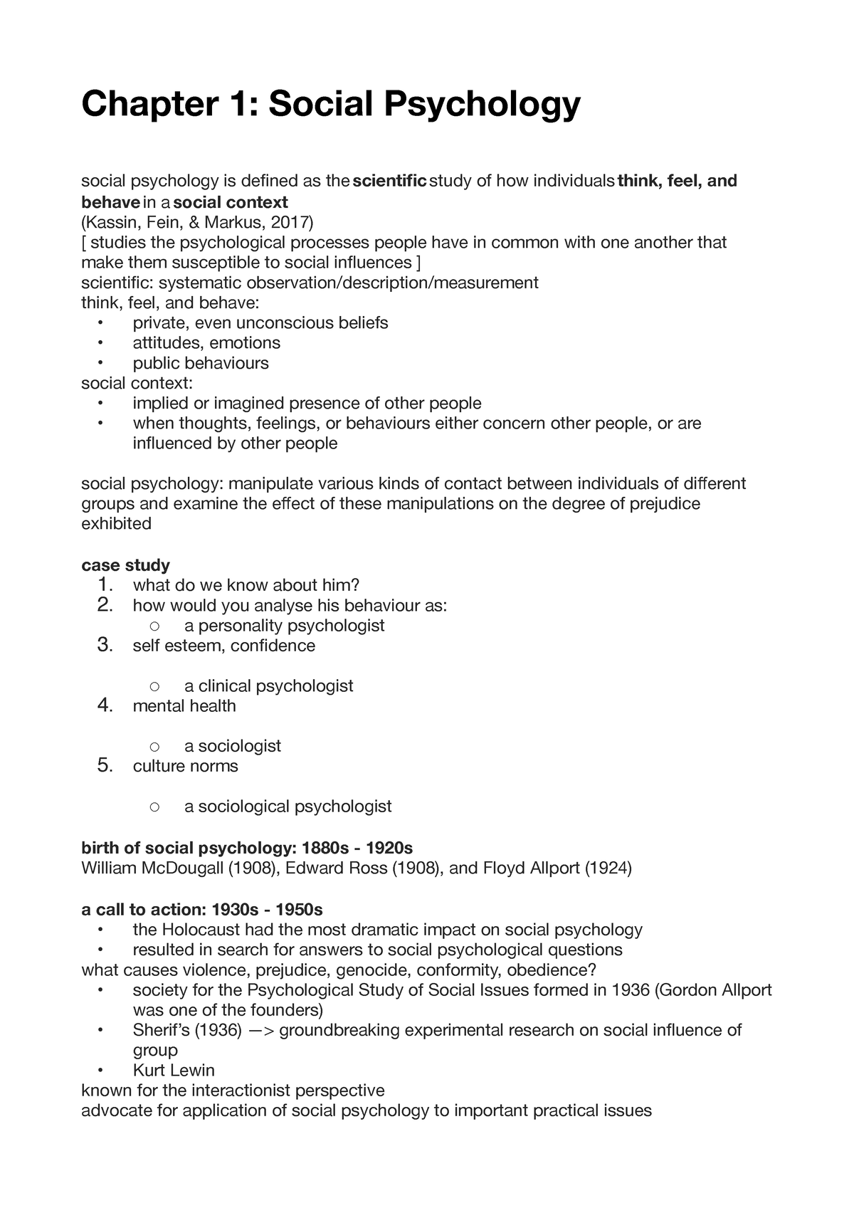 Chapter 1 - Social Psychology - Chapter 1: Social Psychology / Social ...