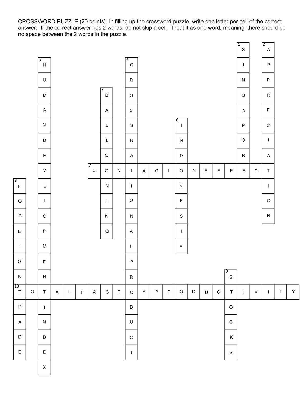 CRossword CROSS WRORD CROSSWORD PUZZLE (20 points) answer If the