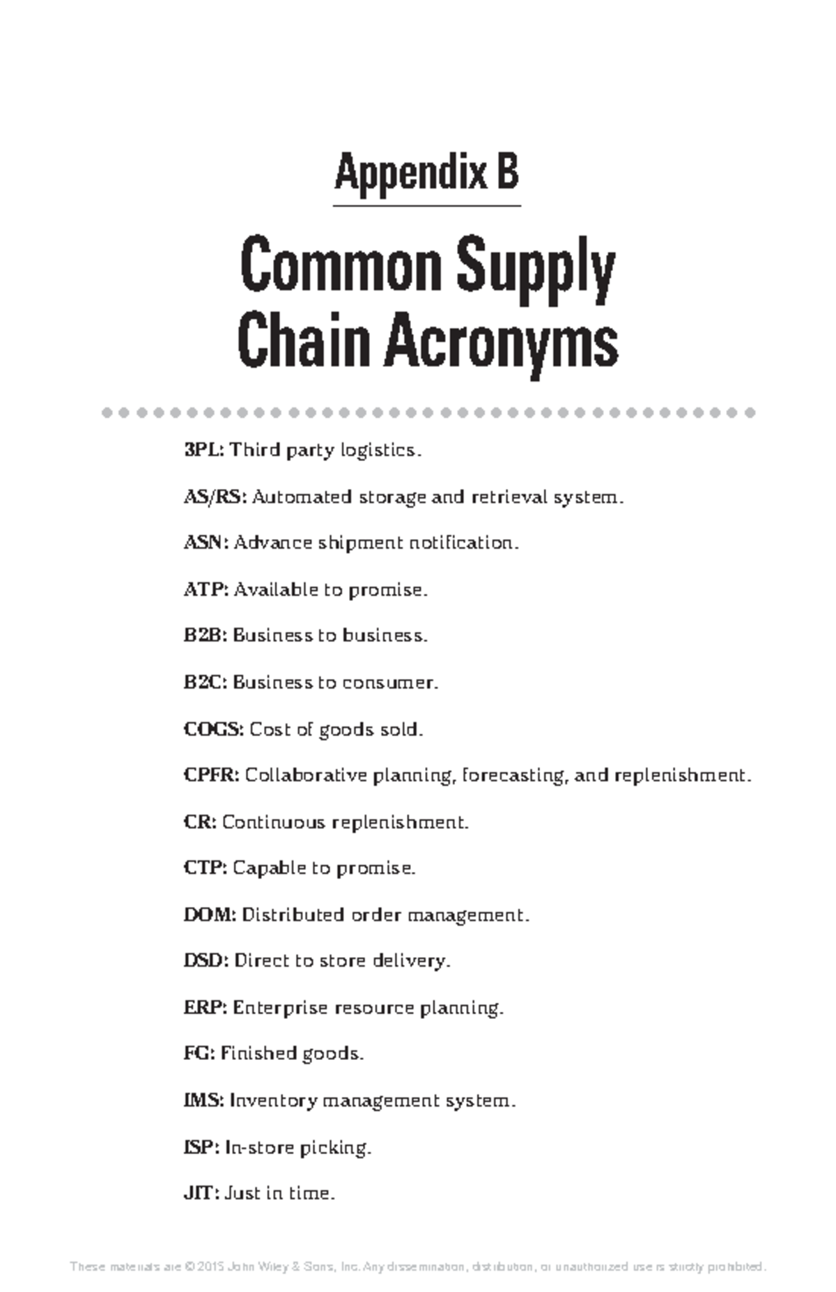 Appendix B - Common Supply Chain Acronyms - Appendix B Common Supply ...