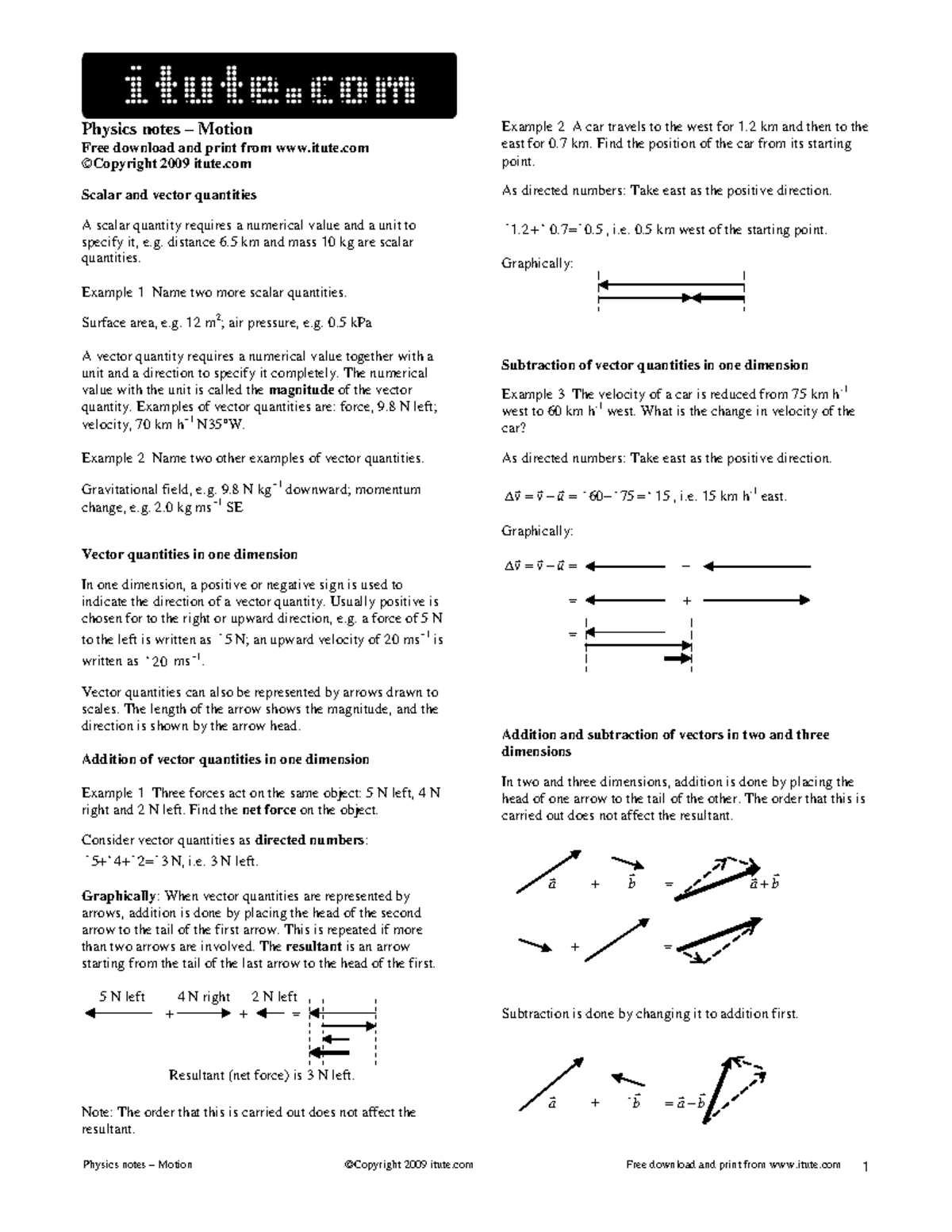 Overarfching vectors and physics explanations - Physics notes – Motion ...