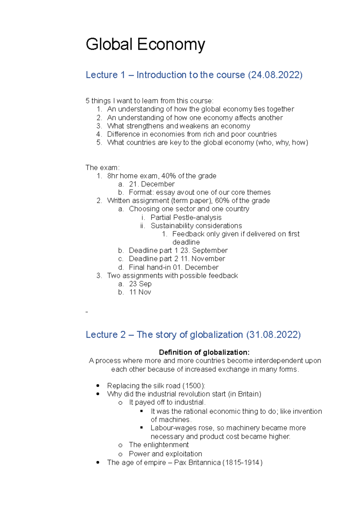 global economy short essay brainly