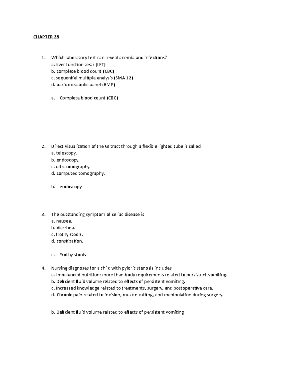 Child TEST TWO Chapters 28 32 ( Elsevier) CHAPTER 28 Which