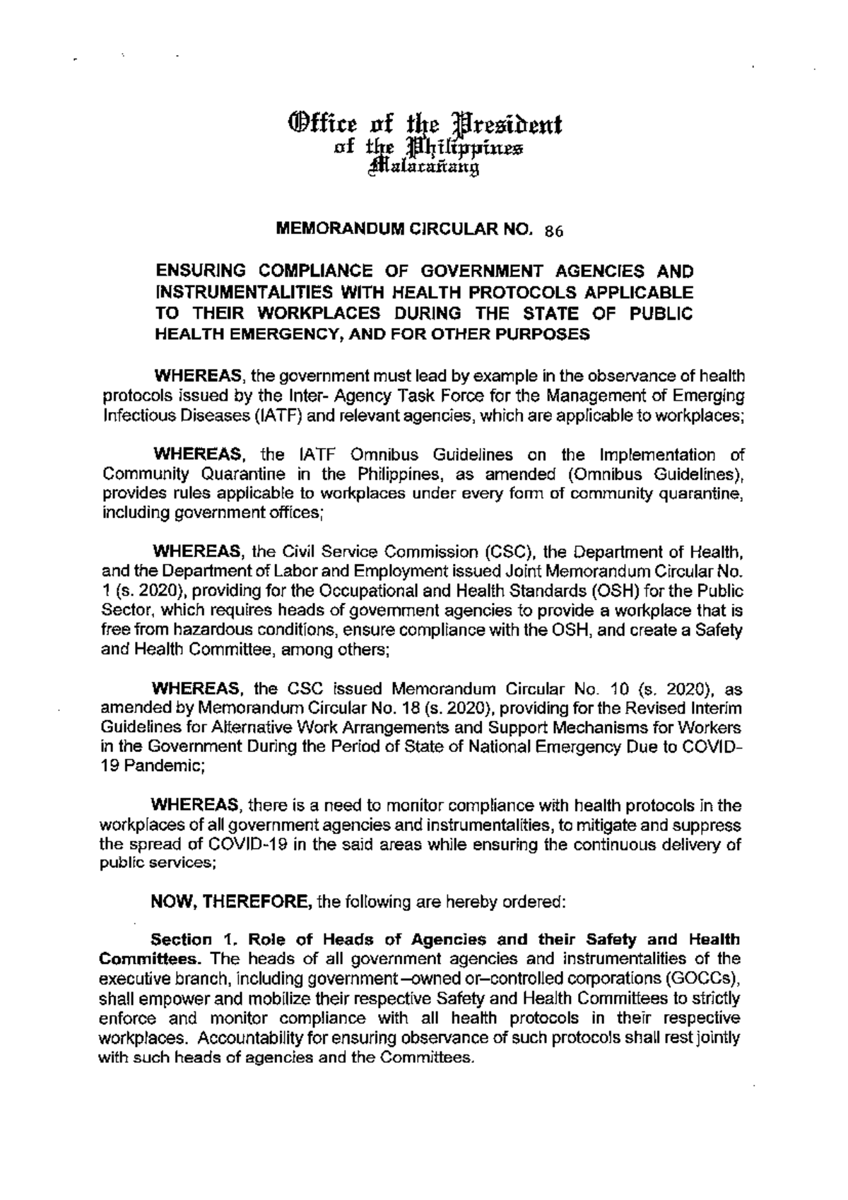 DOH Department Memorandum 2209-0086 - Mtlbe - Studocu