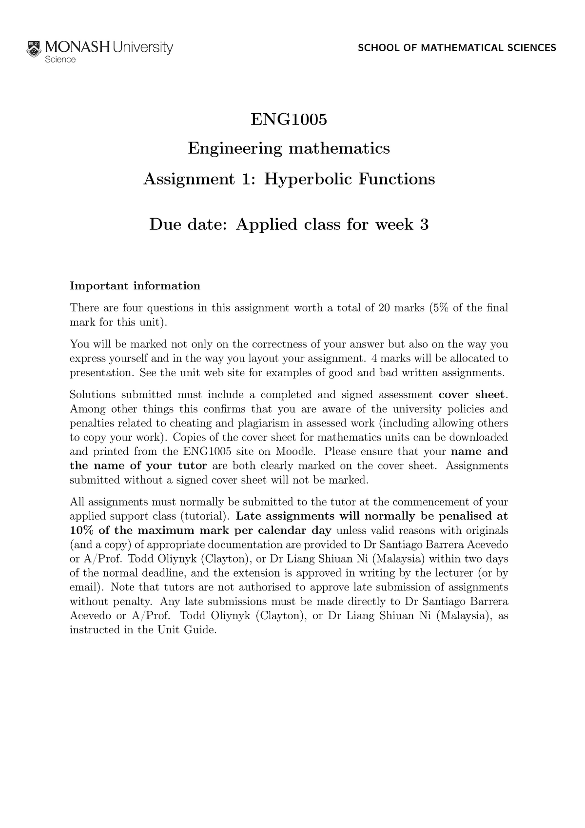 mathematics assignment 1