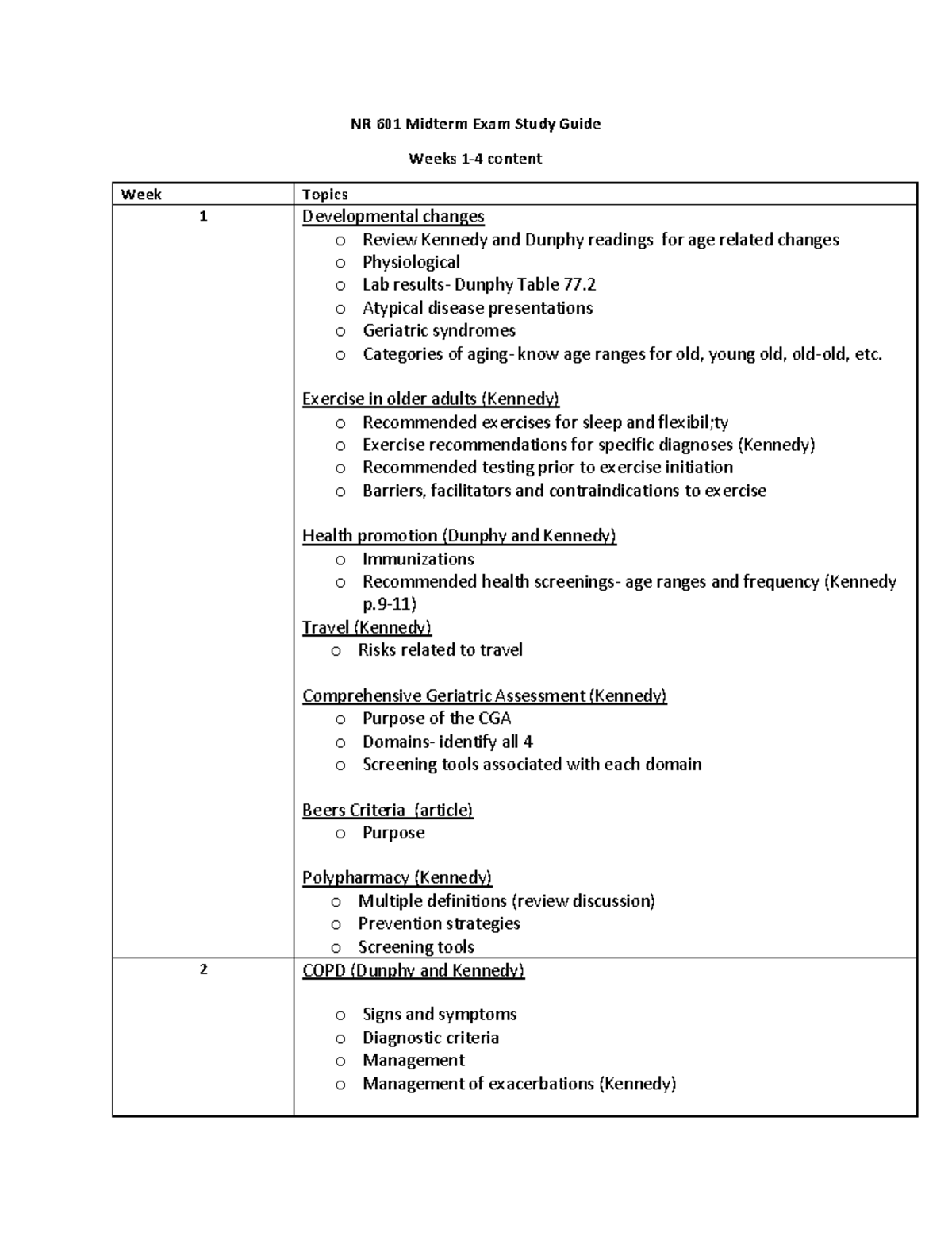 4 cu midterm sg3 - NR 601 Midterm Exam Study Guide Weeks 1-4 content ...