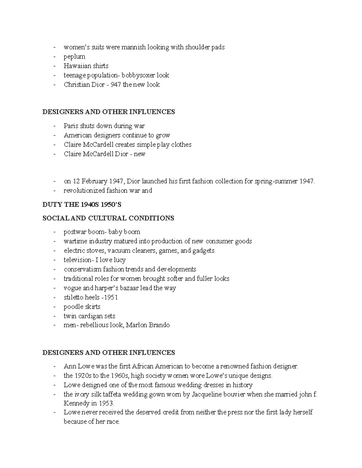 FTT 110 Notes 5 - FASHION TREND AND FASHION HISTORY - women’s suits ...