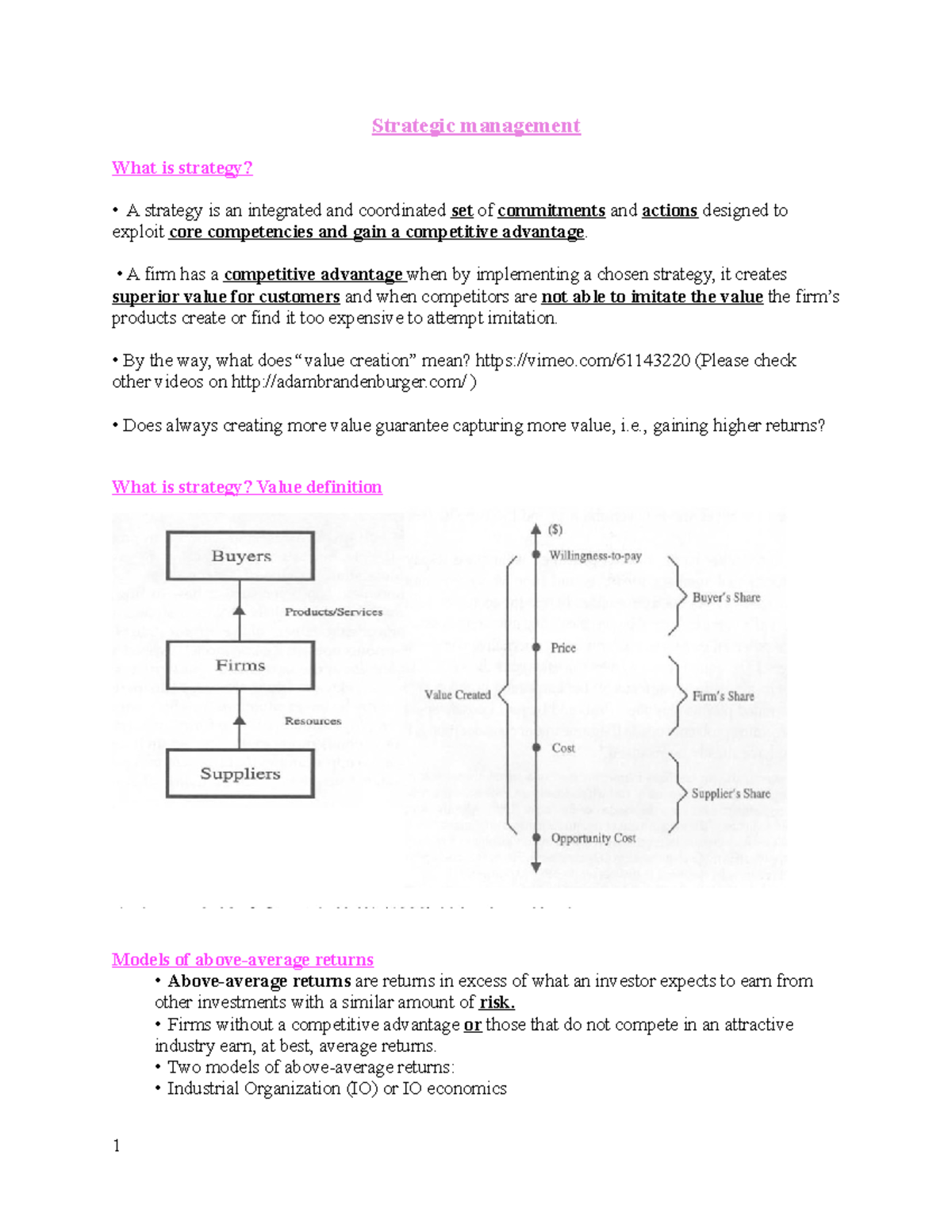 Strategic management - notes of all the lectures - Strategic management ...
