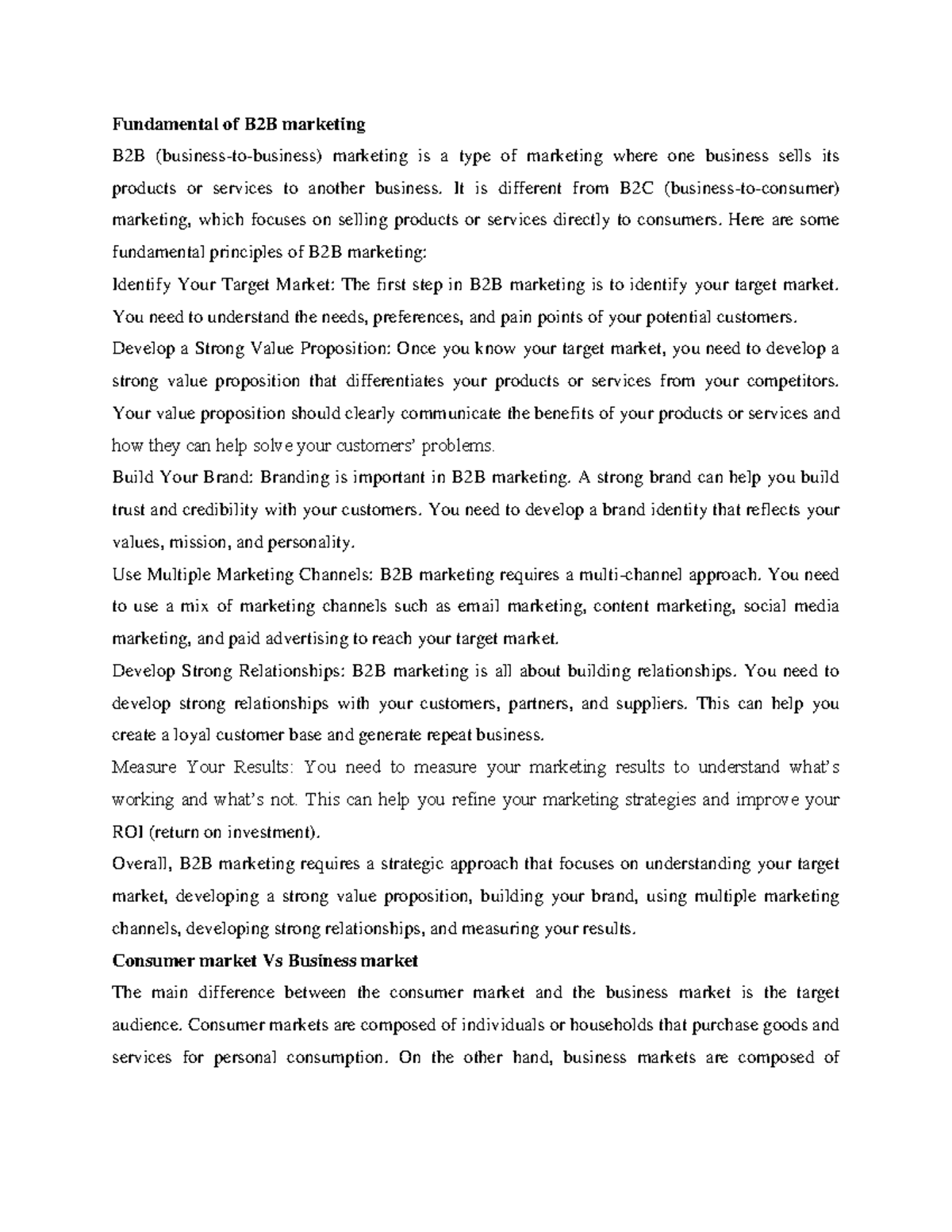 U1 - Fundamental of B2B marketing - Fundamental of B2B marketing B2B ...
