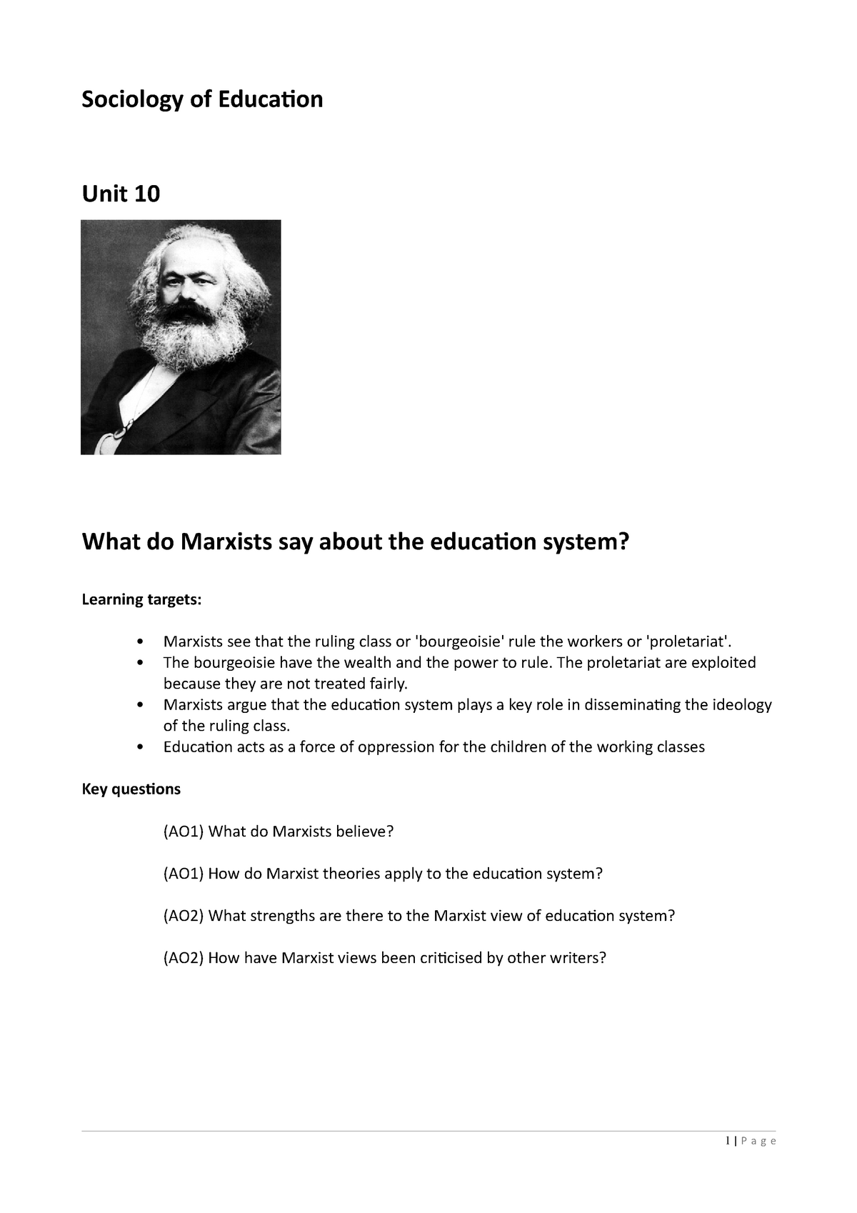 marxist theory and education summary