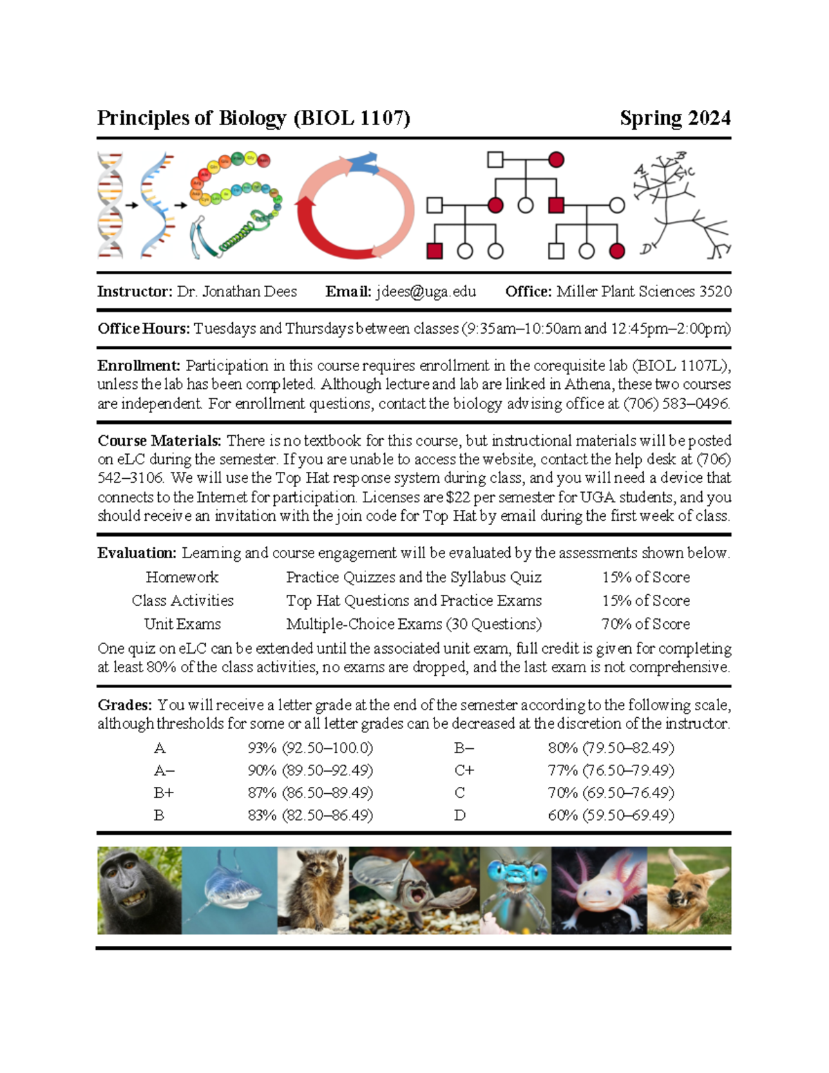 BIOL1107 Syllabus - N/A - Principles of Biology (BIOL 1107) Spring 2024 ...