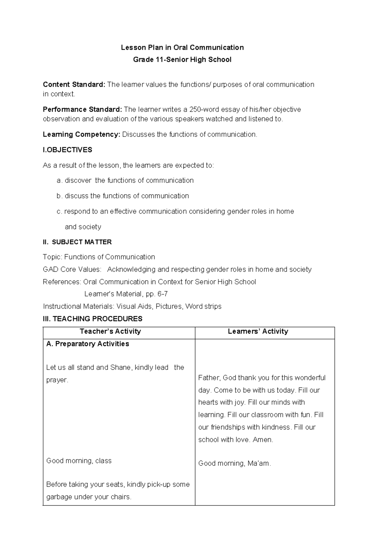 essay about oral communication grade 11