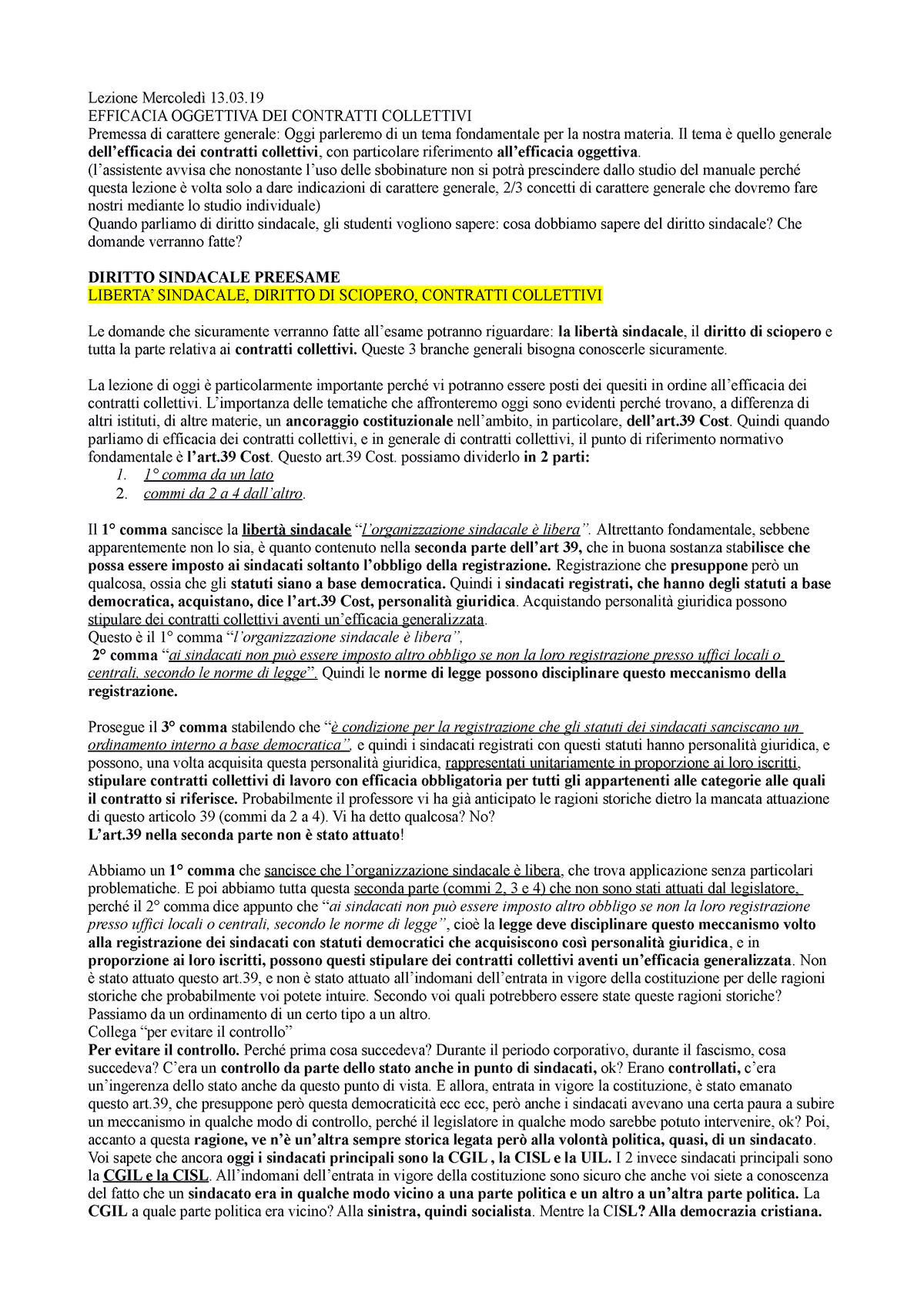 9) 13 Marzo 2019 Efficacia Oggettiva DEI Contratti - Lezione Mercoledì ...