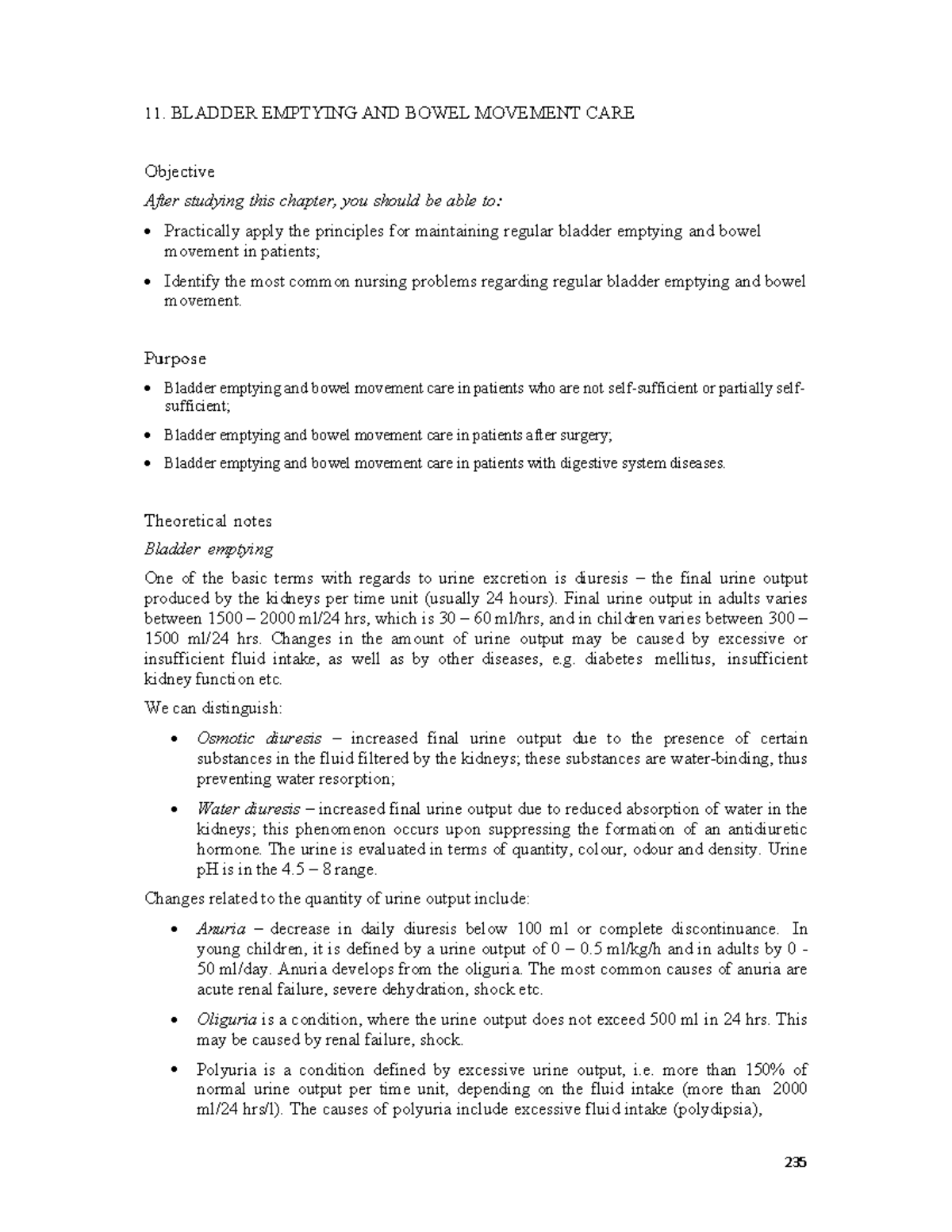 Bladder Emptying AND Bowel Movement CARE - 11. BLADDER EMPTYING AND ...