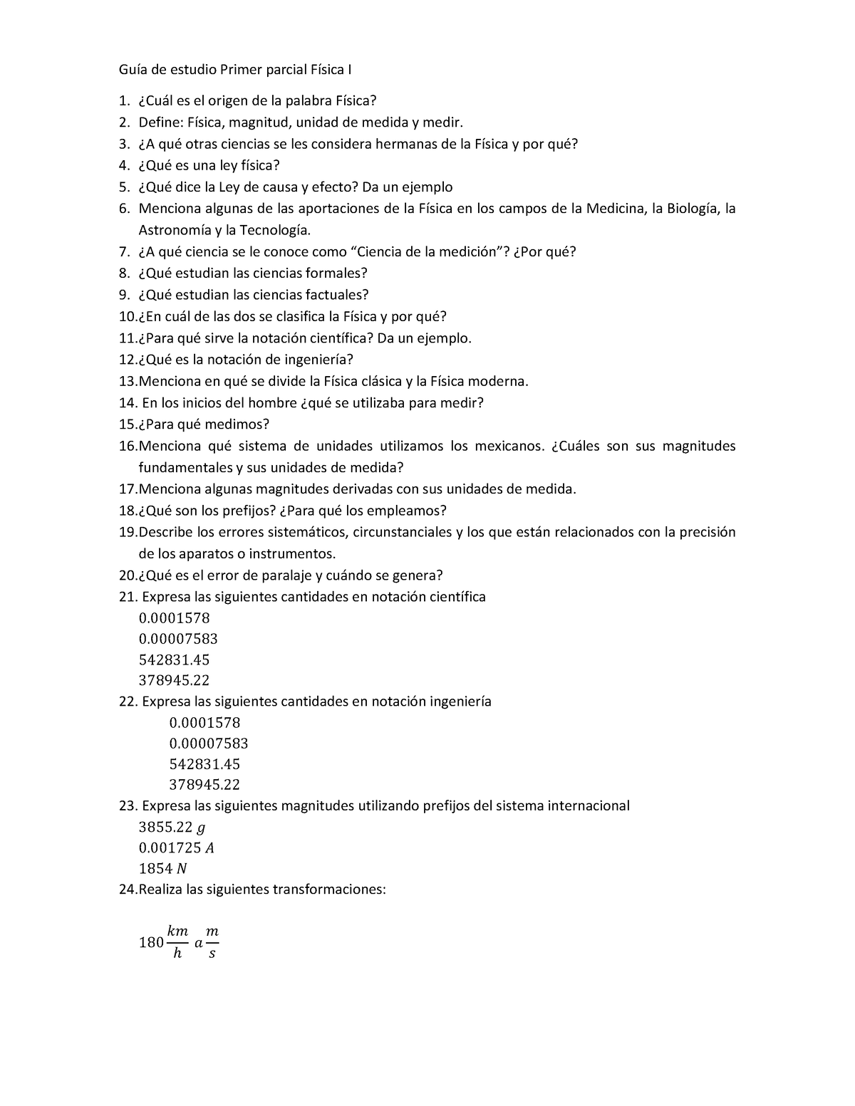 Guía De Estudio Primer Parcial Física I - Guía De Estudio Primer ...