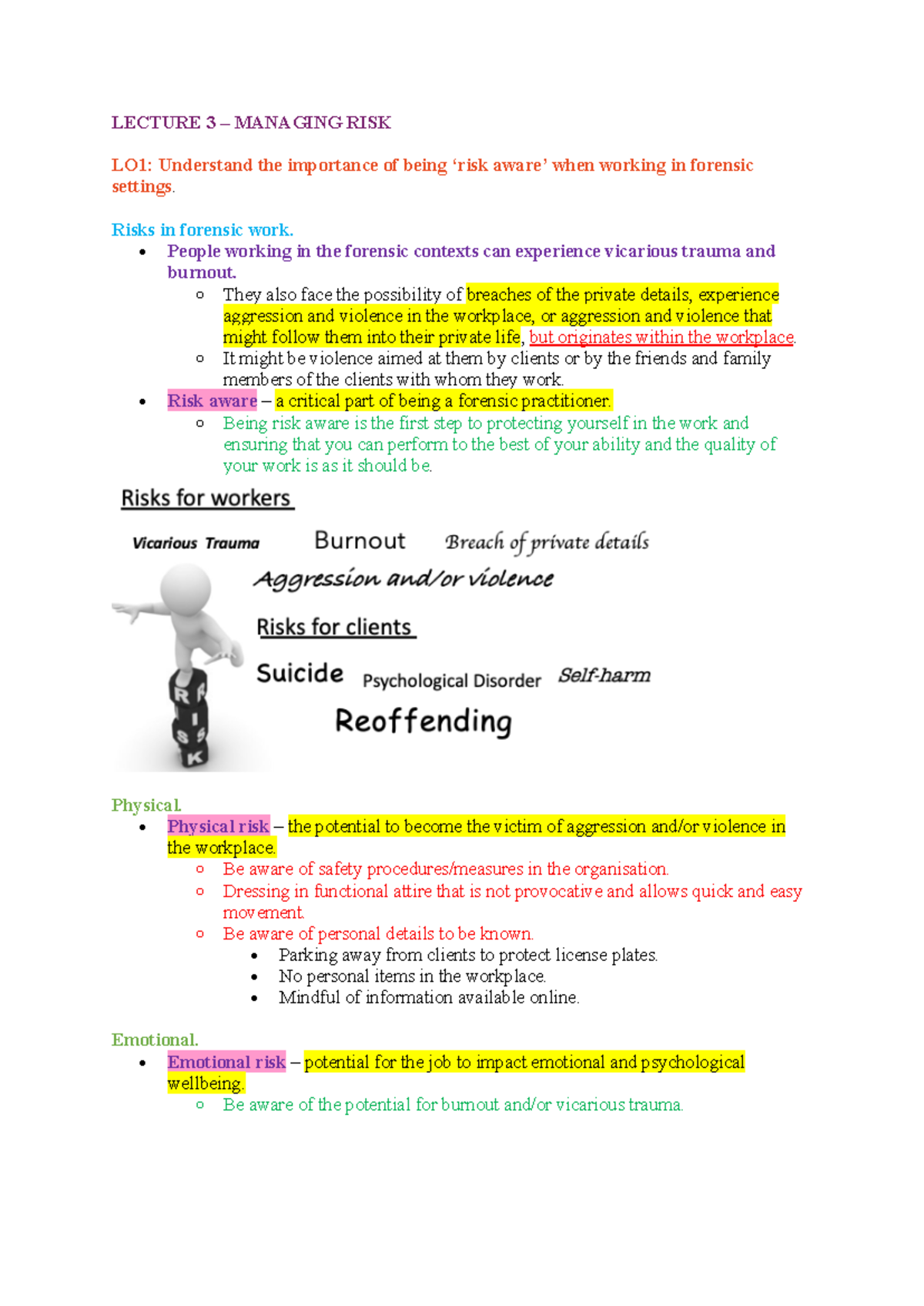 Lecture 3 – Managing Risk - LECTURE 3 – MANAGING RISK LO1: Understand ...