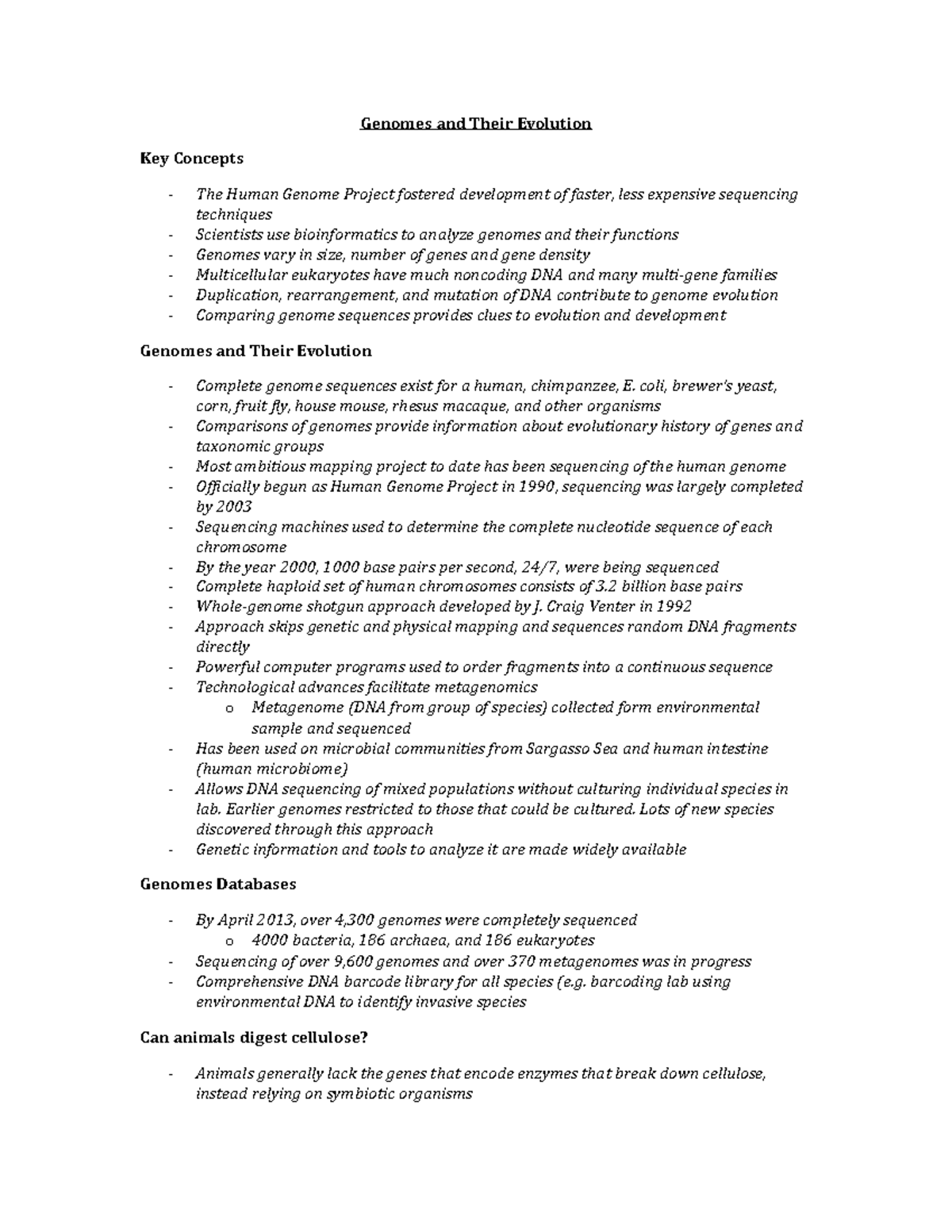 Lecture Notes, Lecture 20 - Genomes And Their Evolution - Genomes And ...