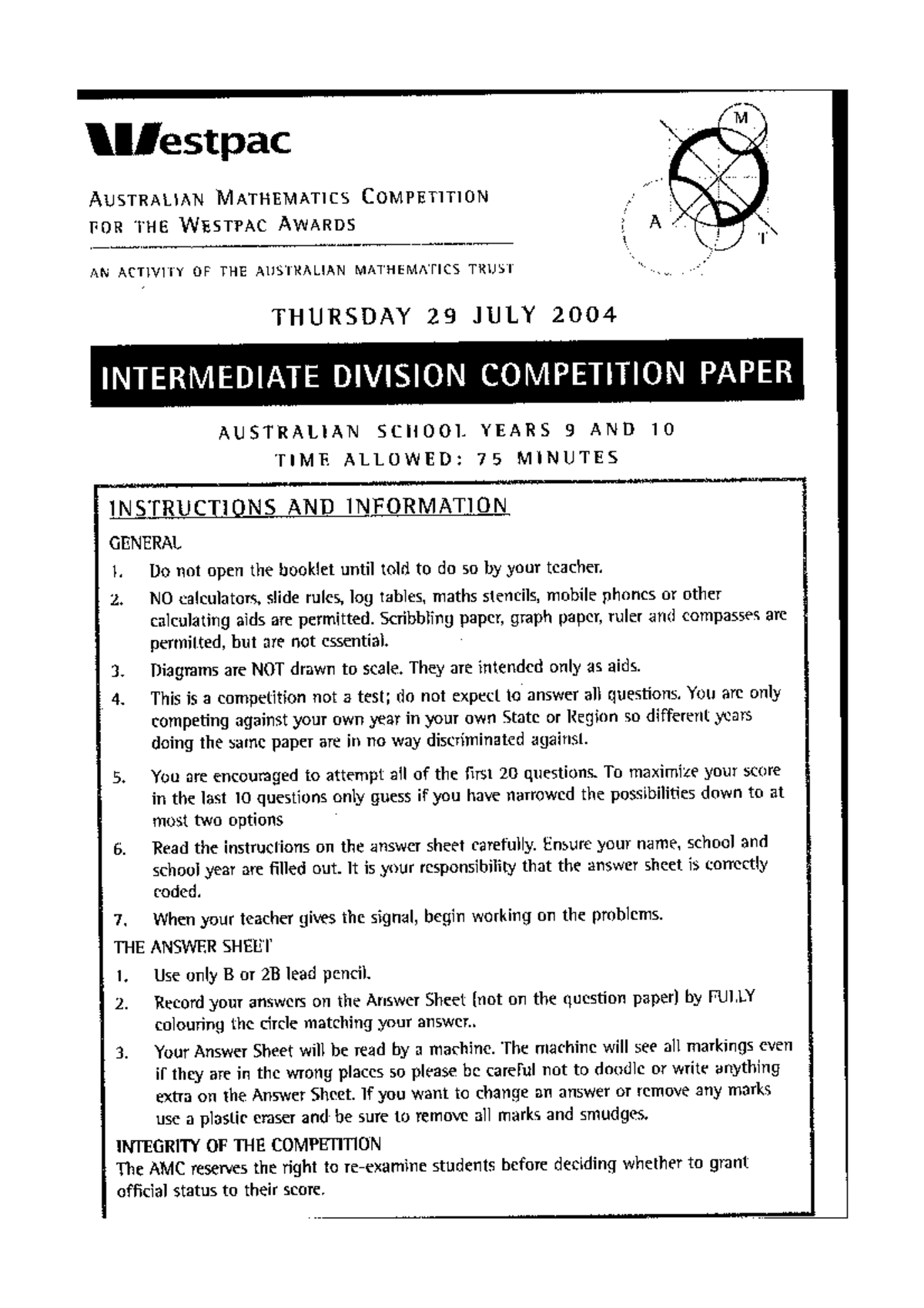AMC+Years++9+and+10+(Intermediate)+2004 - DIPP1111 - Studocu