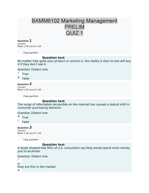 BAMM6102 Prelim 2 - 1. UGRD-BAMM6102-2213T Prelim Quiz 2 QUIZ Prelim ...