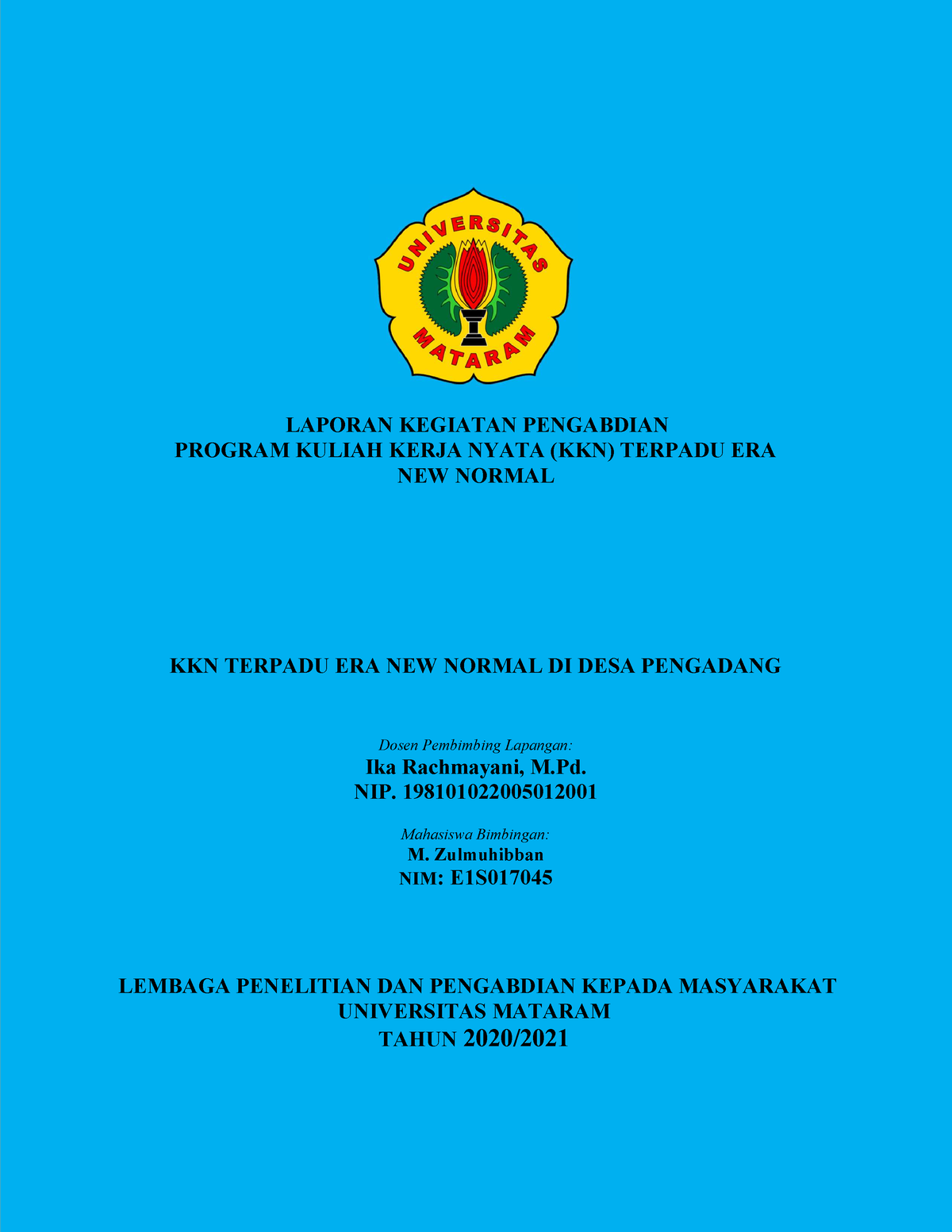 Laporan Kegiatan Pengabdian Program Kuliah Kerja Nyata Kkn Terpadu