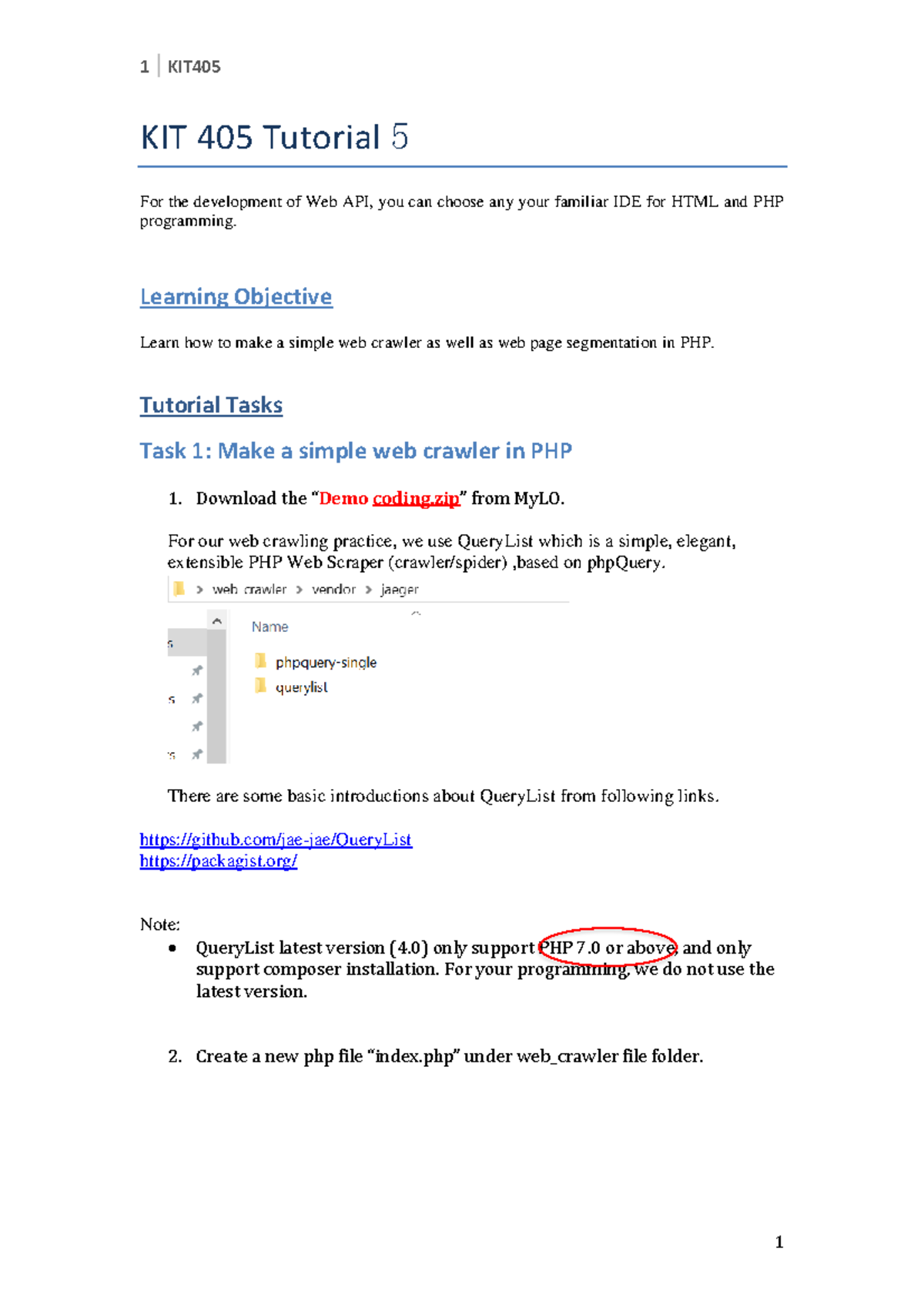 Tutorial week 6 - KIT 405 Tutorial 5 For the development of Web API ...